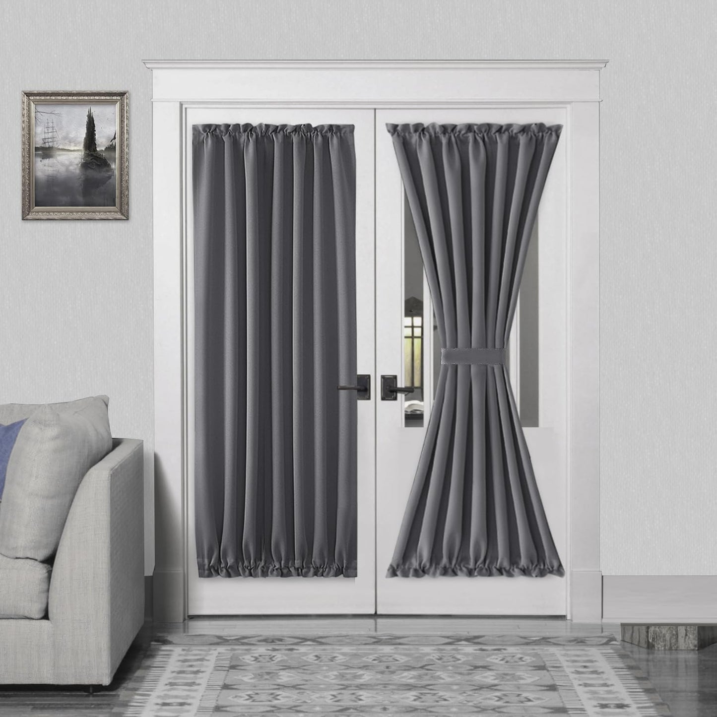 DWCN French Door Curtains – Rod Pocket Thermal Blackout Curtain for Doors with Glass Window