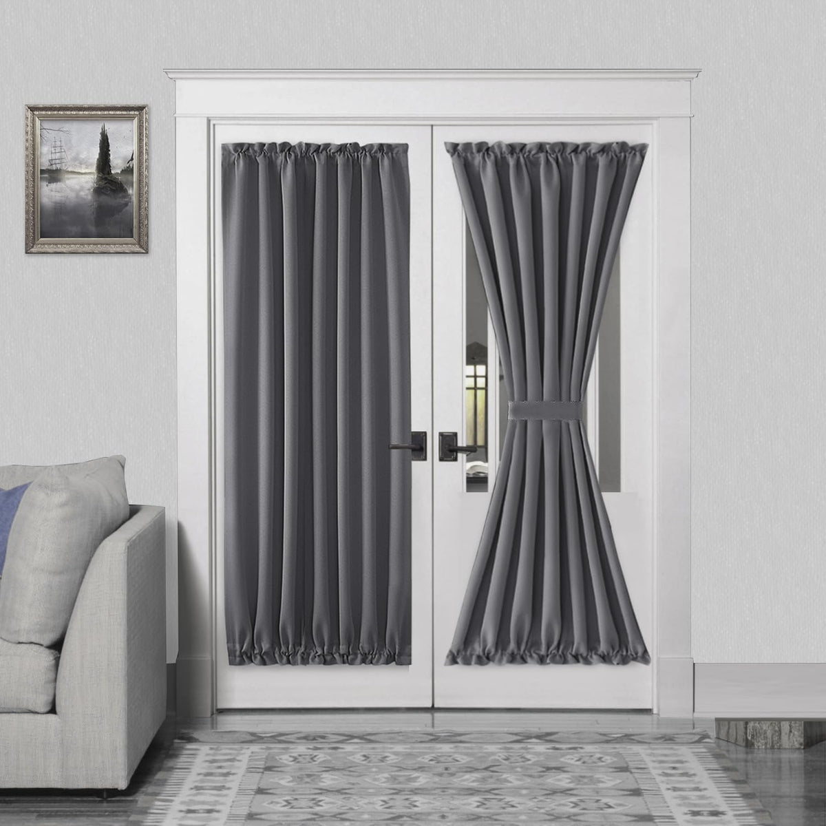 DWCN French Door Curtains – Rod Pocket Thermal Blackout Curtain for Doors with Glass Window