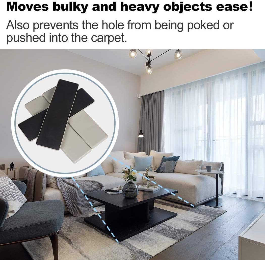 Ezprotekt 4 Pcs Rectangle Reusable Furniture Movers Sliders for Carpet, 9" x 2.5" Rectangle