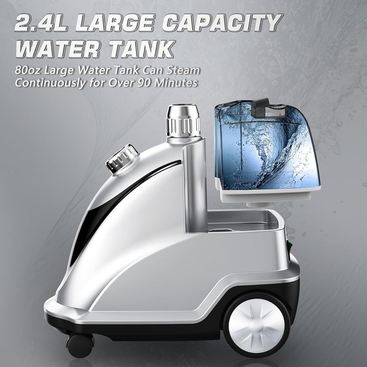 Anthter Steamer for Clothes, 1500W Powerful Standing Garment Steamer with Roll Wheels, 2.4L Water