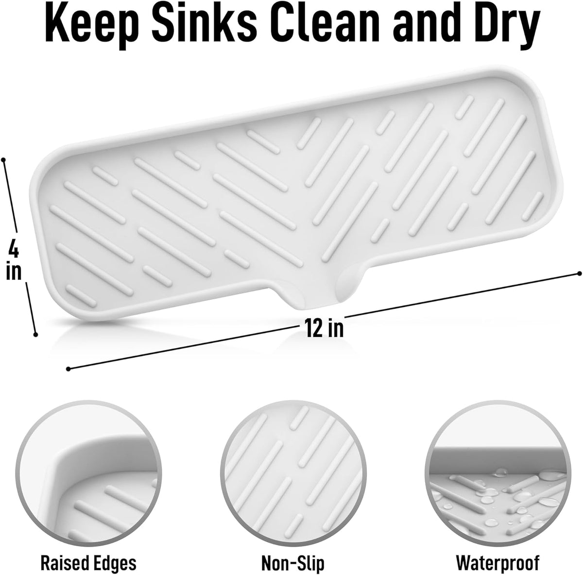 Zulay Large Silicone Sponge Holder (12x4) – Flexible Sink Organizer Tray for Kitchen & Bathroom