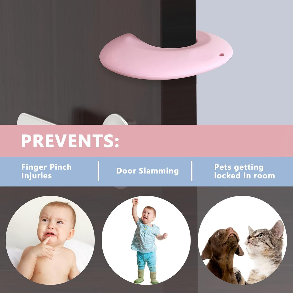 Silicone Door Pinch Guard and Door Slam Stopper, Durable Finger Pinch Guard, Prevents Pinch