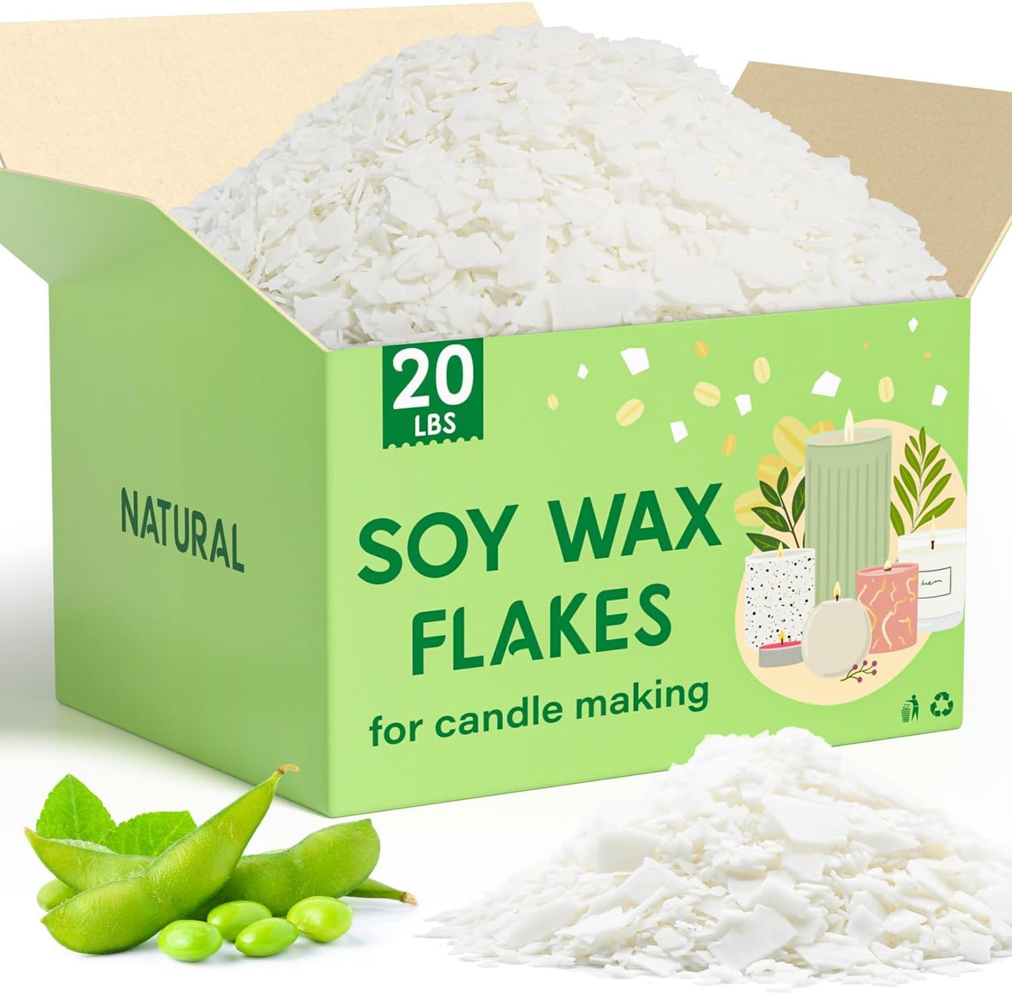 CHILLFLAME Soy Wax Flakes, Natural Candle Wax, Organic Soy Wax for Candle Making from Farm, No