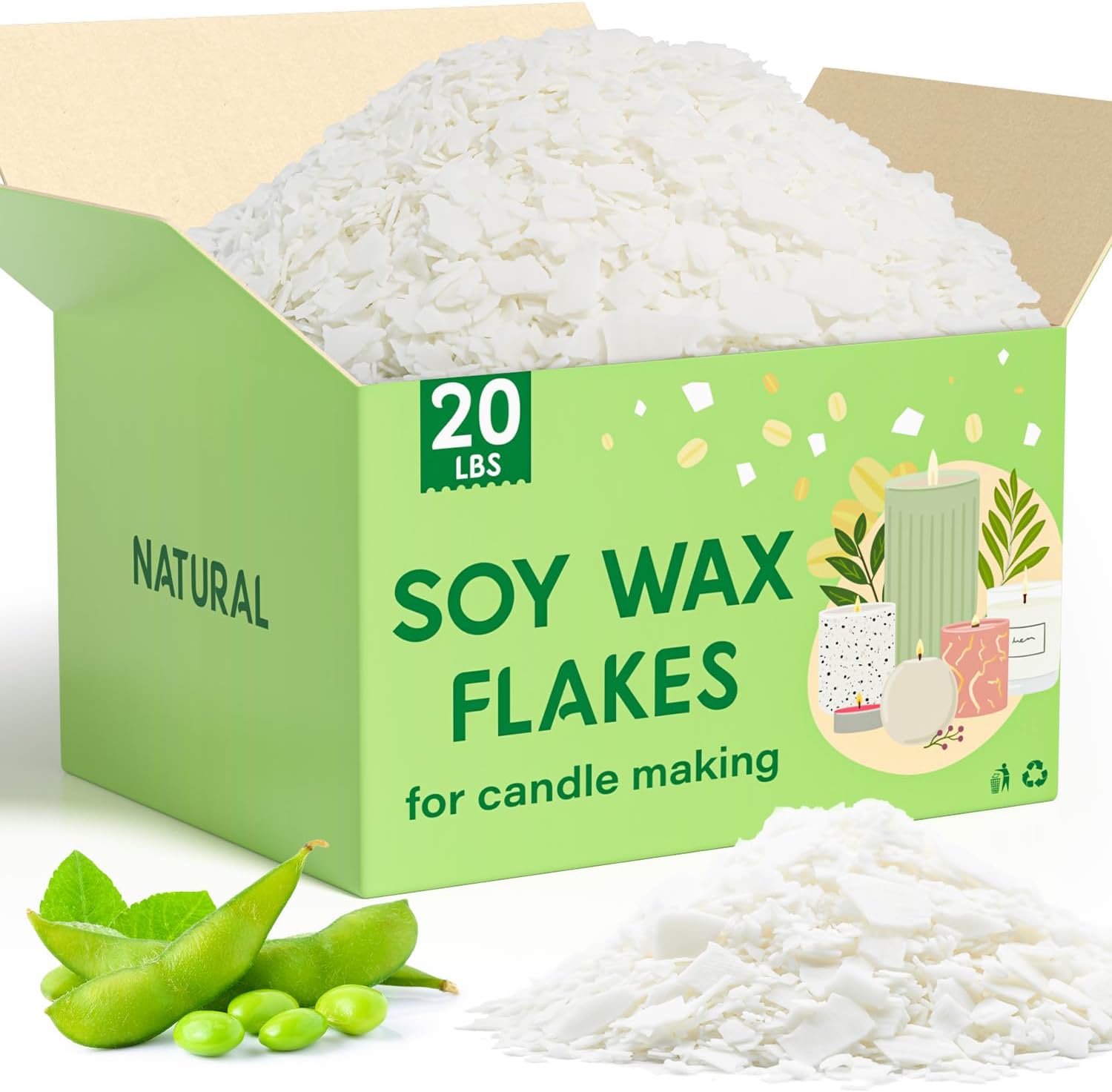 CHILLFLAME Soy Wax Flakes, Natural Candle Wax, Organic Soy Wax for Candle Making from Farm, No