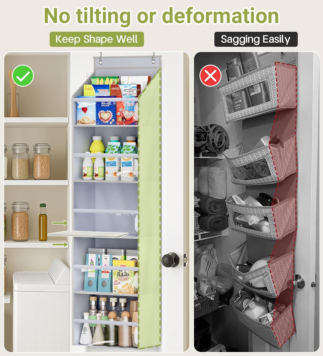 AOODA 2 Pack Over the Door Organizer, Large Capacity Closet Door Hanging Organizer, Clear Deep