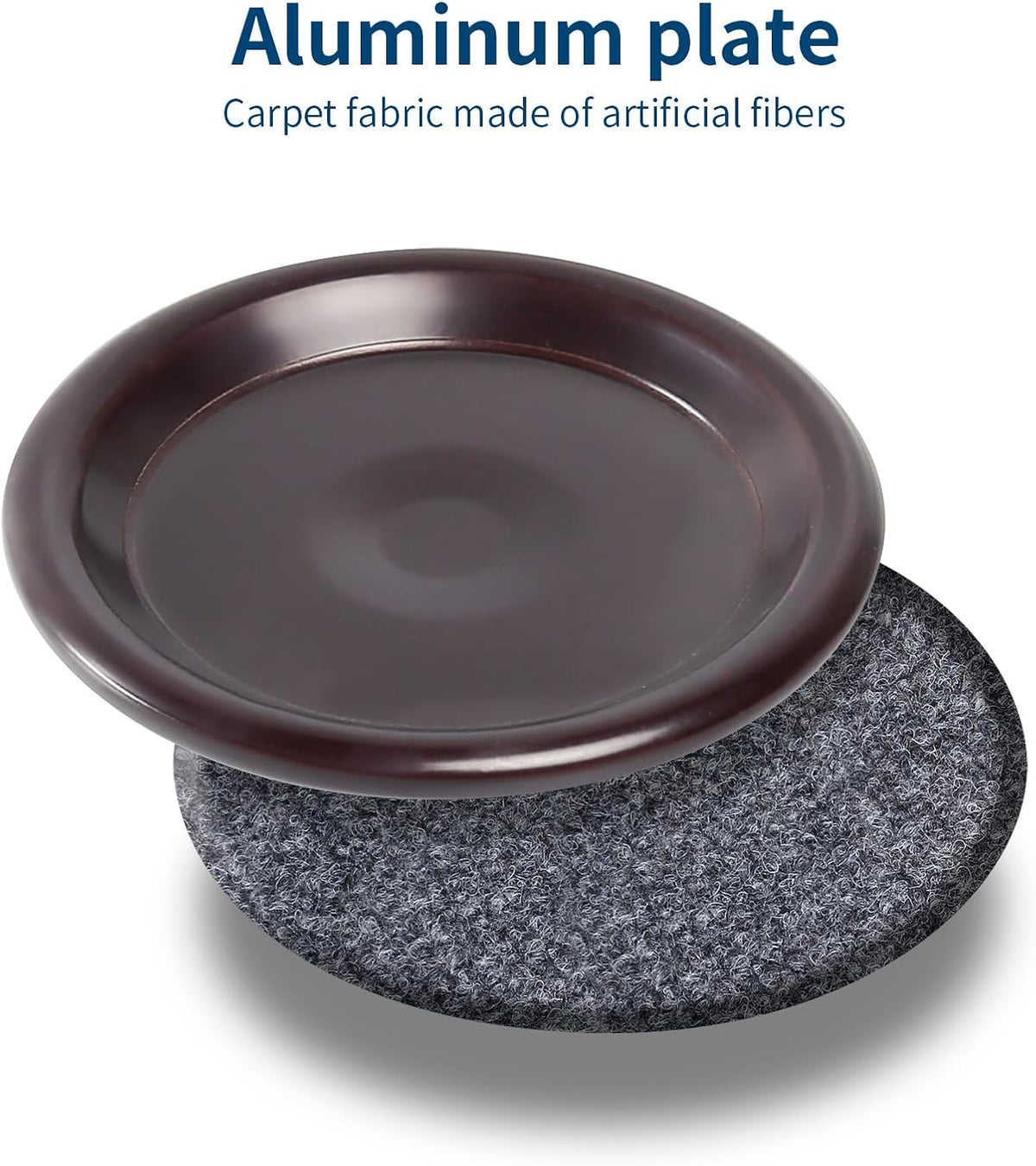 Ezprotekt 1 5/8" Round Reusable Felt Furniture Caster Cups with Carpet Bottom, 16 Pcs Felt
