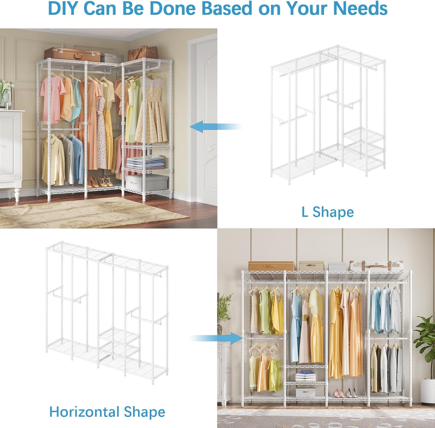 VIPEK V40 Wire Garment Rack Heavy Duty Clothes Racks for Hanging Clothes, Multi-Functional Bedroom