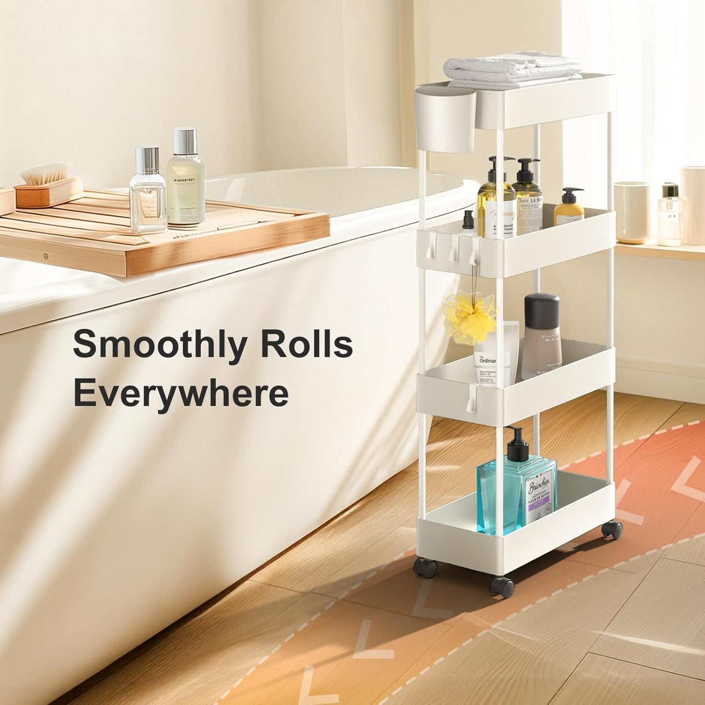 Pipishell Slim Storage Cart with Wheels, Bathroom Cart Organizer Bathroom Storage Small, Rolling