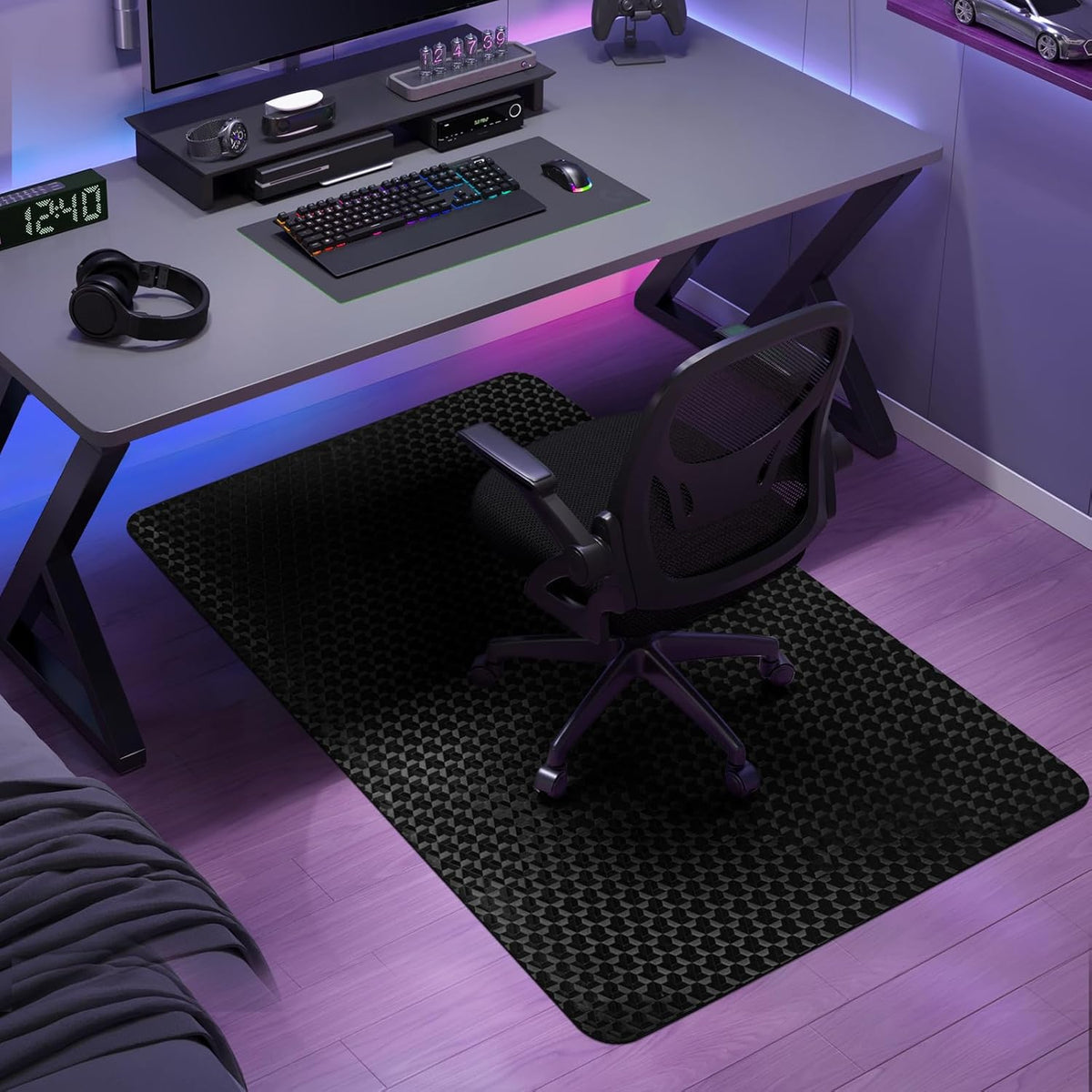 Vicwe Office Chair Mat for Hard Floor, 55"x36" Anti-Slip PVC Computer Chair Mats for Gaming, Easy