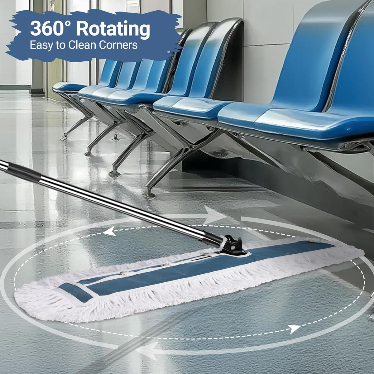MASTERTOP Industrial Mop, Extra Large Floor Mop with Microfiber & Cotton Pad, Heavy Duty Flat Mops