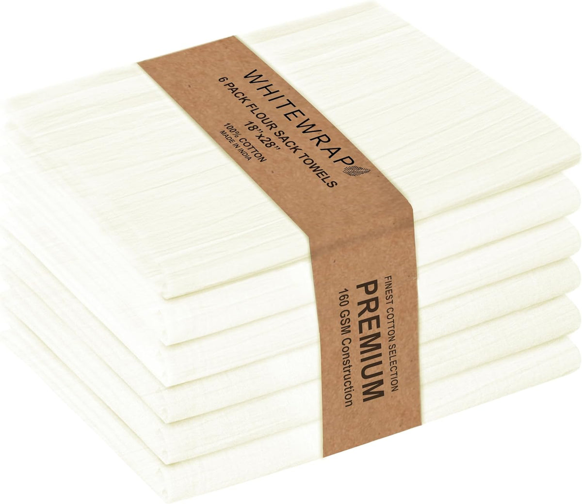 WHITEWRAP Flour Sack Towels| Tea Towel for Crafts| Kitchen Dish Cotton Blank Towel for