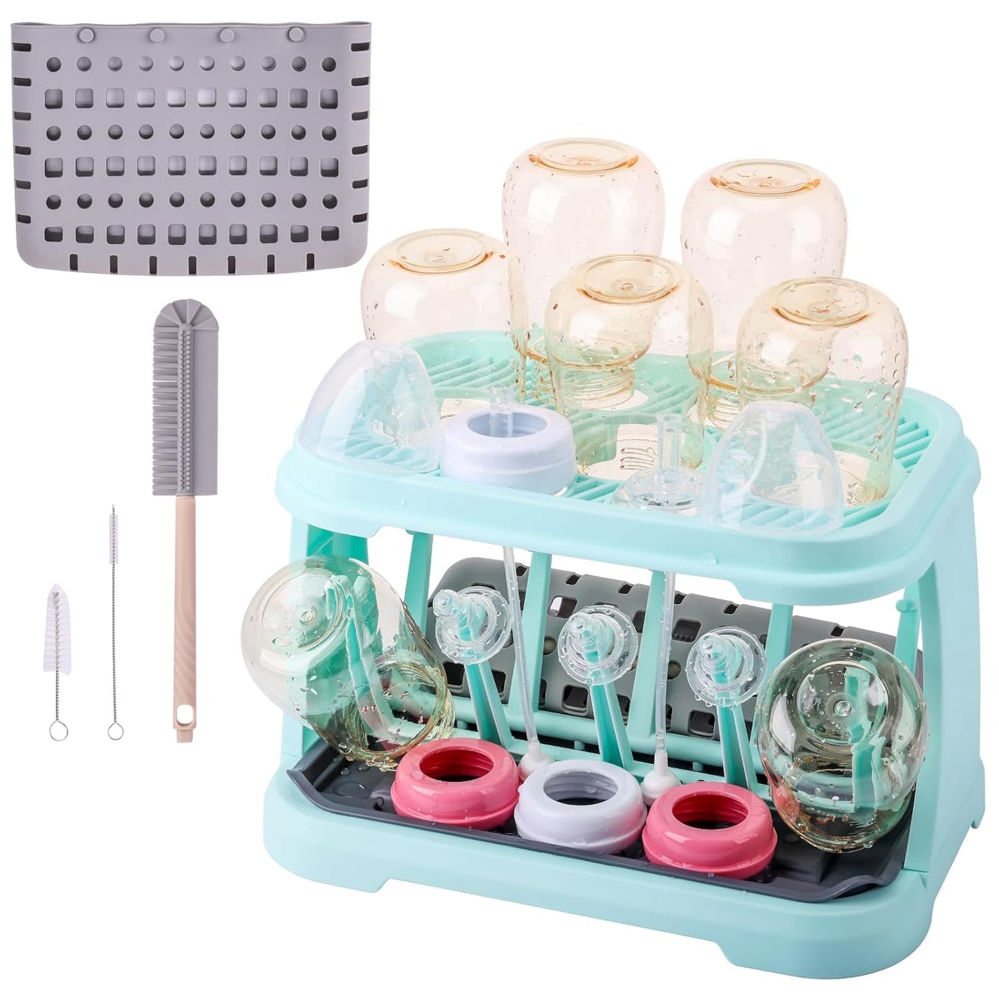 Baby Bottle Drying Rack:Space Saving Standing Drying Rack for Baby Bottles and Pump Part