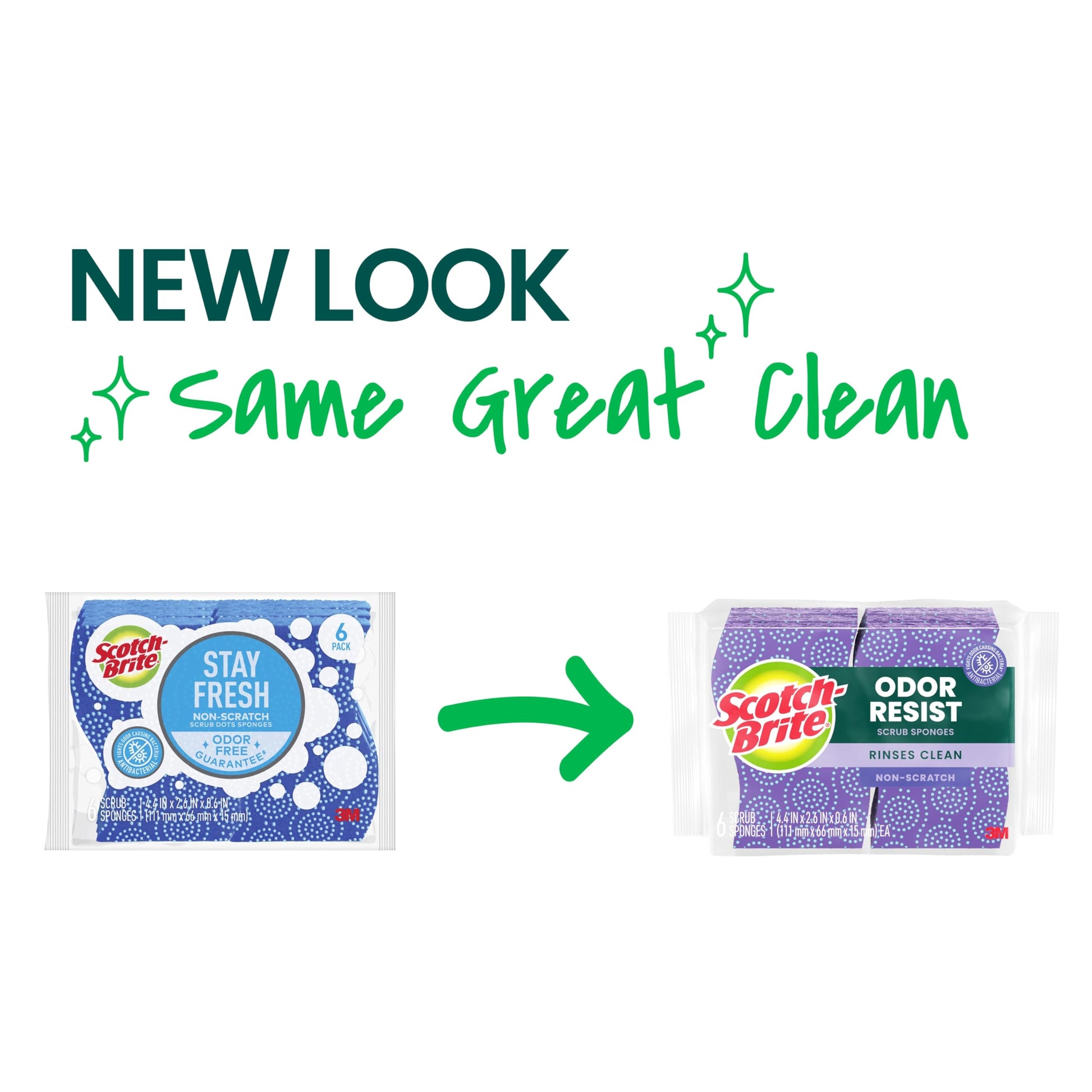 Scotch-Brite Odor Resist Non-Scratch Scrub Sponge, Dishwasher-Safe Kitchen Sponges that Resist