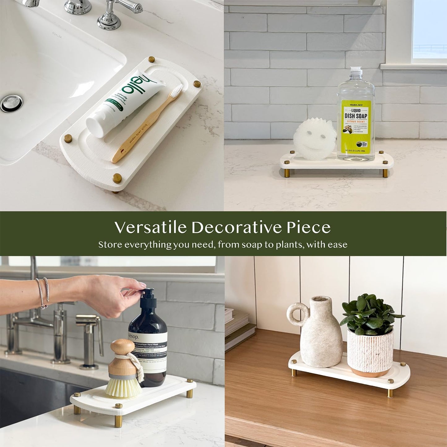 2PCS Water Absorbing Stone Soap Tray for Kitchen Bathroom Sink, Quick Dry Diatomaceous Earth Drying