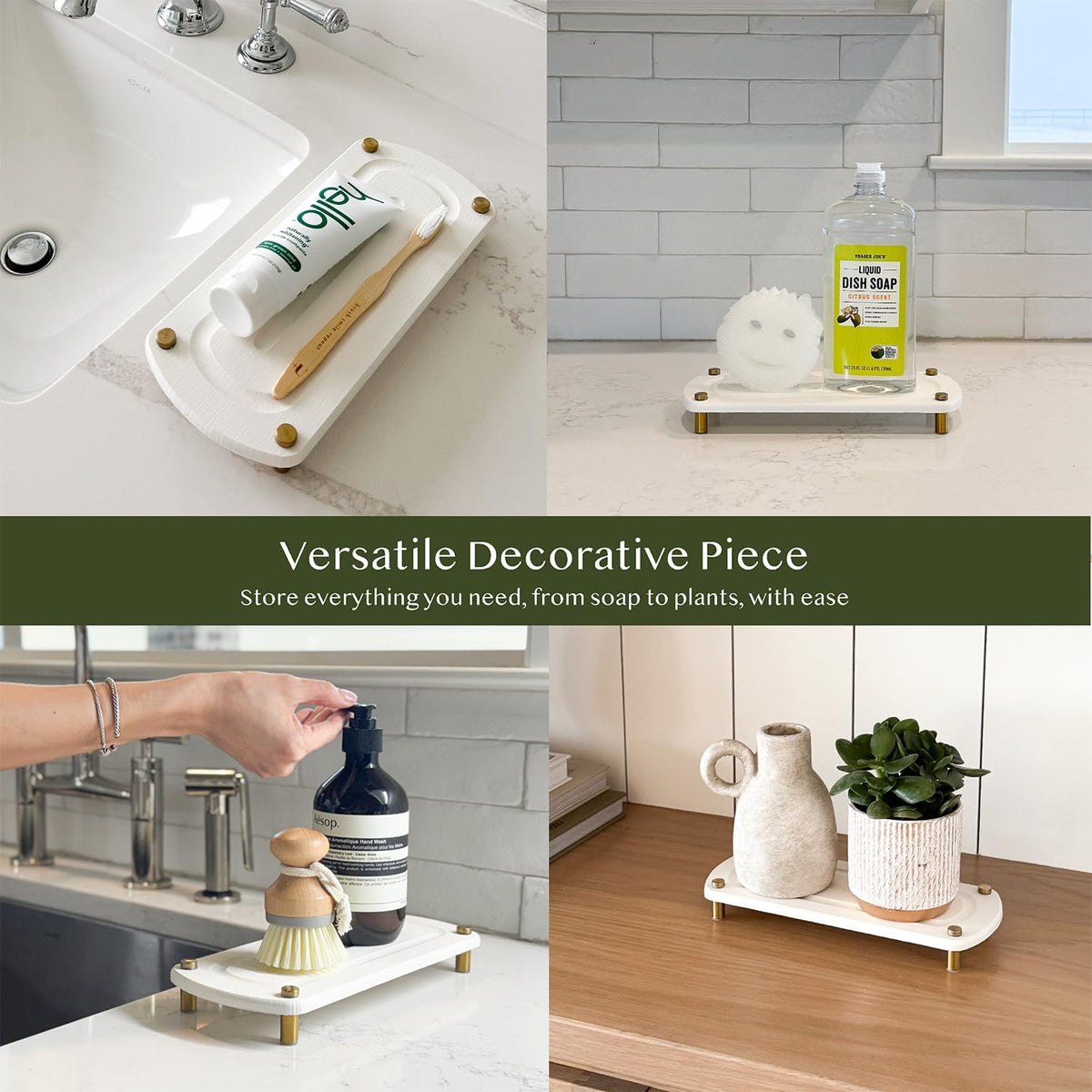 2PCS Water Absorbing Stone Soap Tray for Kitchen Bathroom Sink, Quick Dry Diatomaceous Earth Drying