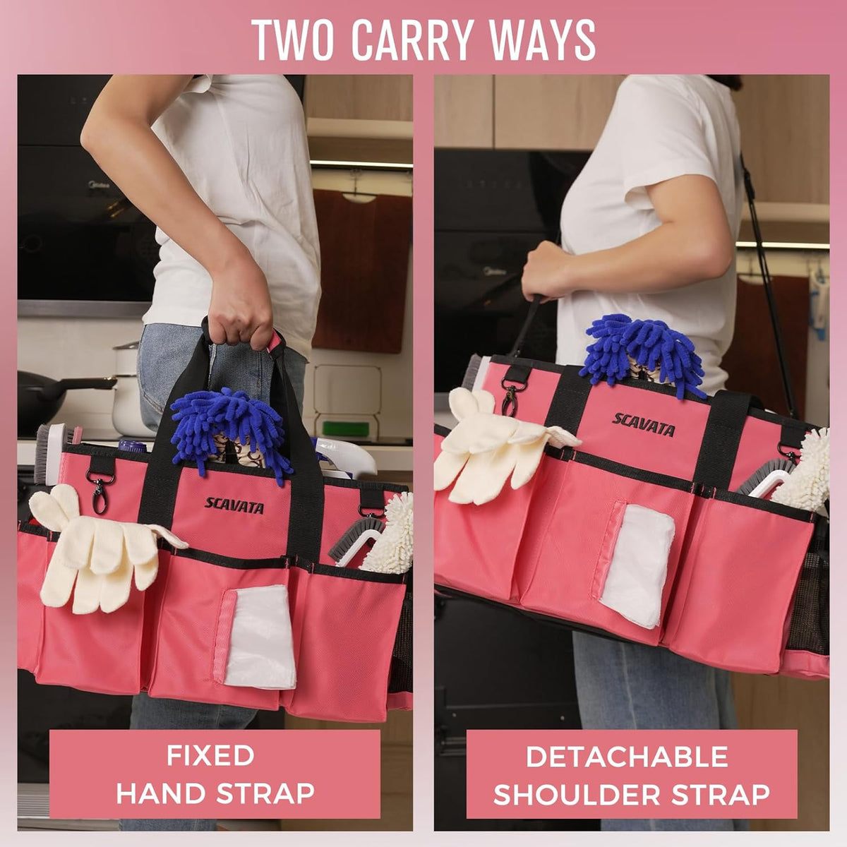Wearable Cleaning Caddy Bag, Cleaning Caddy Supplies Organizer with Handle & Shoulder Straps for