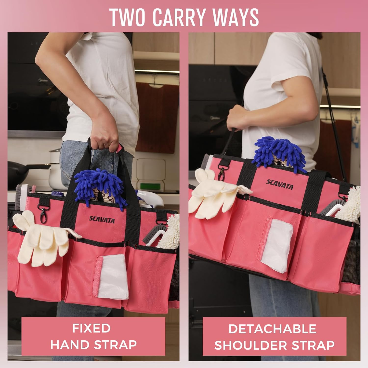 Wearable Cleaning Caddy Bag, Cleaning Caddy Supplies Organizer with Handle & Shoulder Straps for