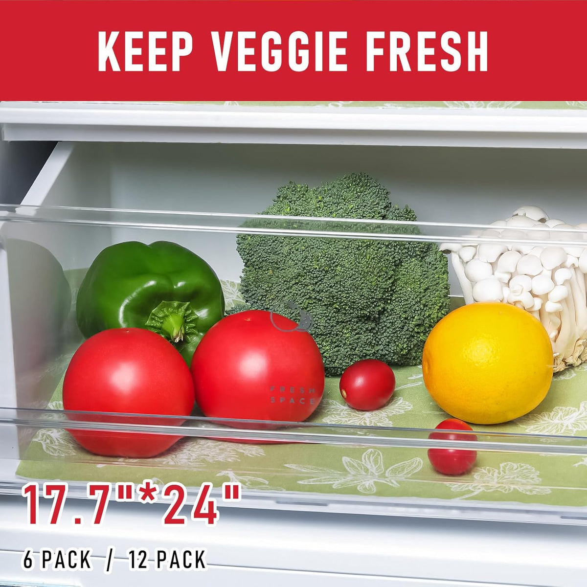 Cooyes Large Refrigerator Liners for Shelves, 12 Pack, 17.7" × 24", Fridge Drawer & Shelf Liners