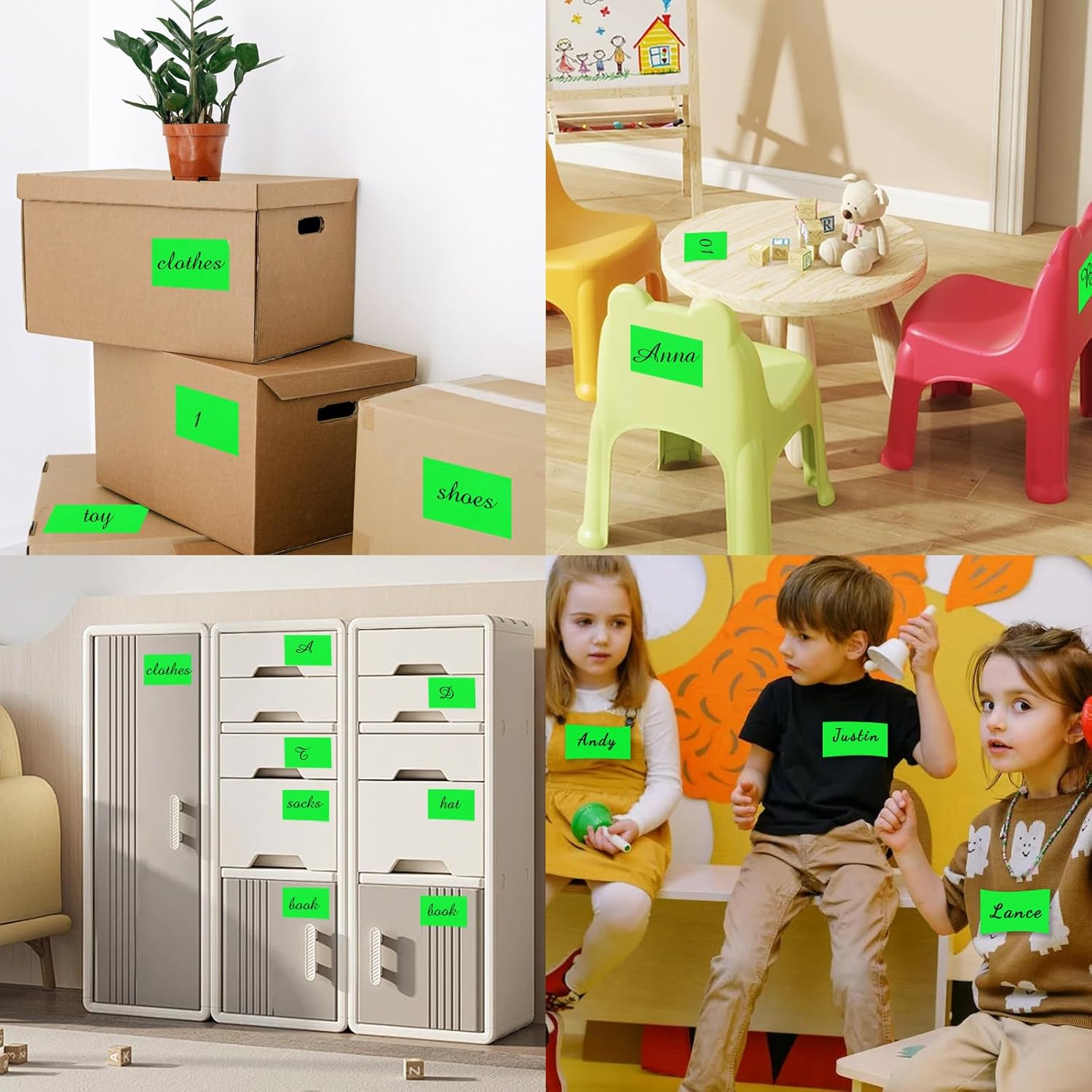 STARLIBOO 3"X5" Rectangle Color Coding Labels, Removable Square Label Inventory Stickers, Permanent