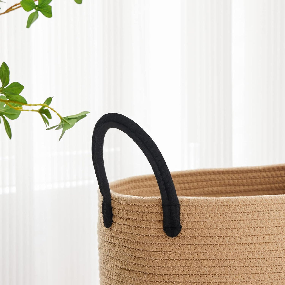 VIPOSCO Large Laundry Hamper, Tall Woven Rope Storage Basket for Blanket, Toys, Dirty Clothes in