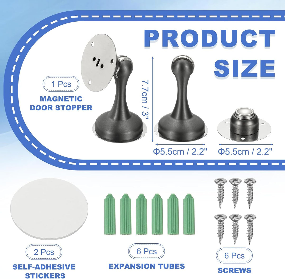 uxcell Magnetic Door Stopper, Stainless Steel Heavy Duty Door Holder, No Drilling Doors Knob Wall
