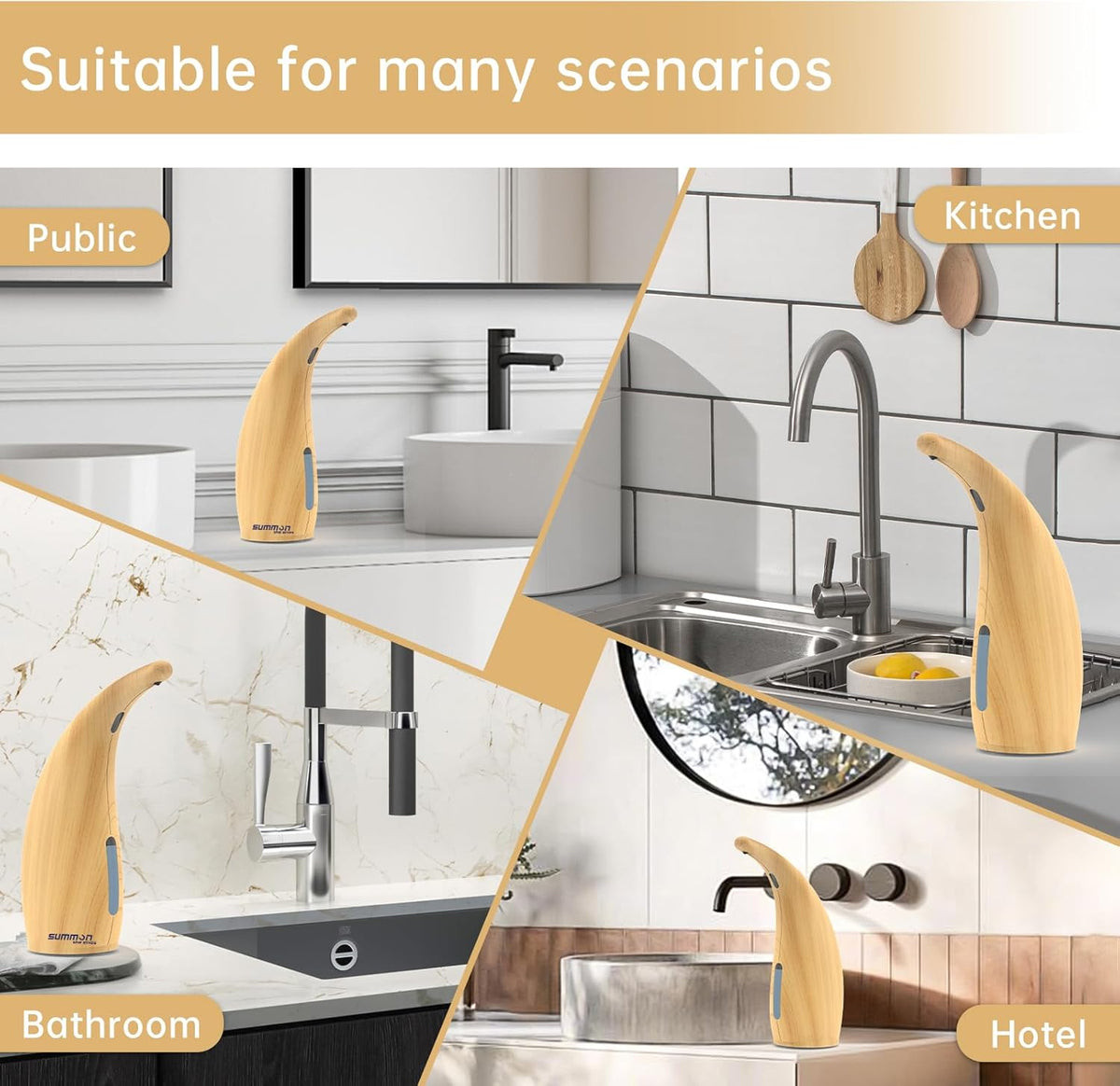 Automatic Liquid Soap Dispenser Touchless,400ML Hand & Dish Countertop Electric Dispenser with