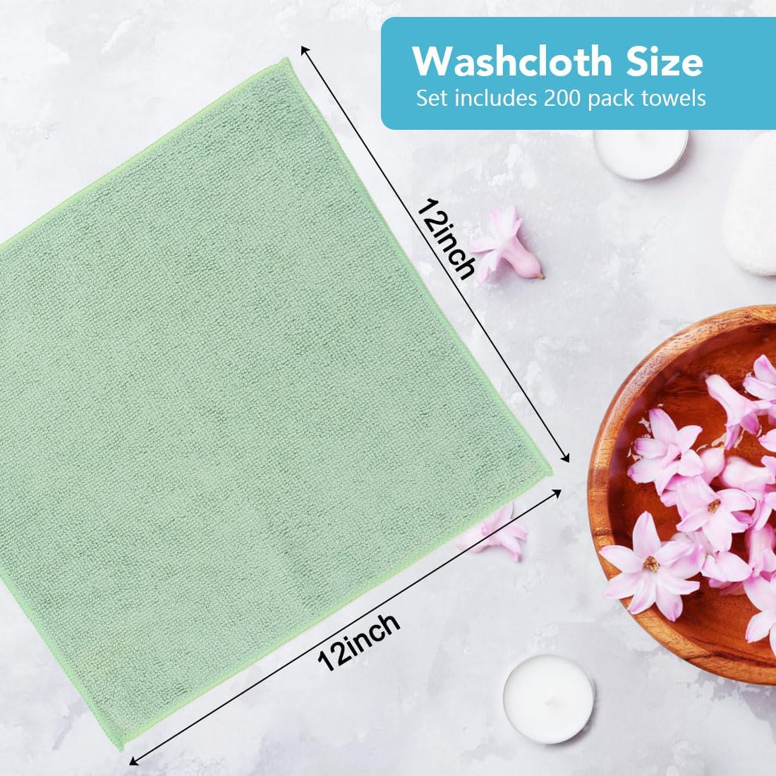 Orighty Wash Cloths Bulk Towels Set 200 Pack, Highly Absorbent and Soft Feel Microfiber Face