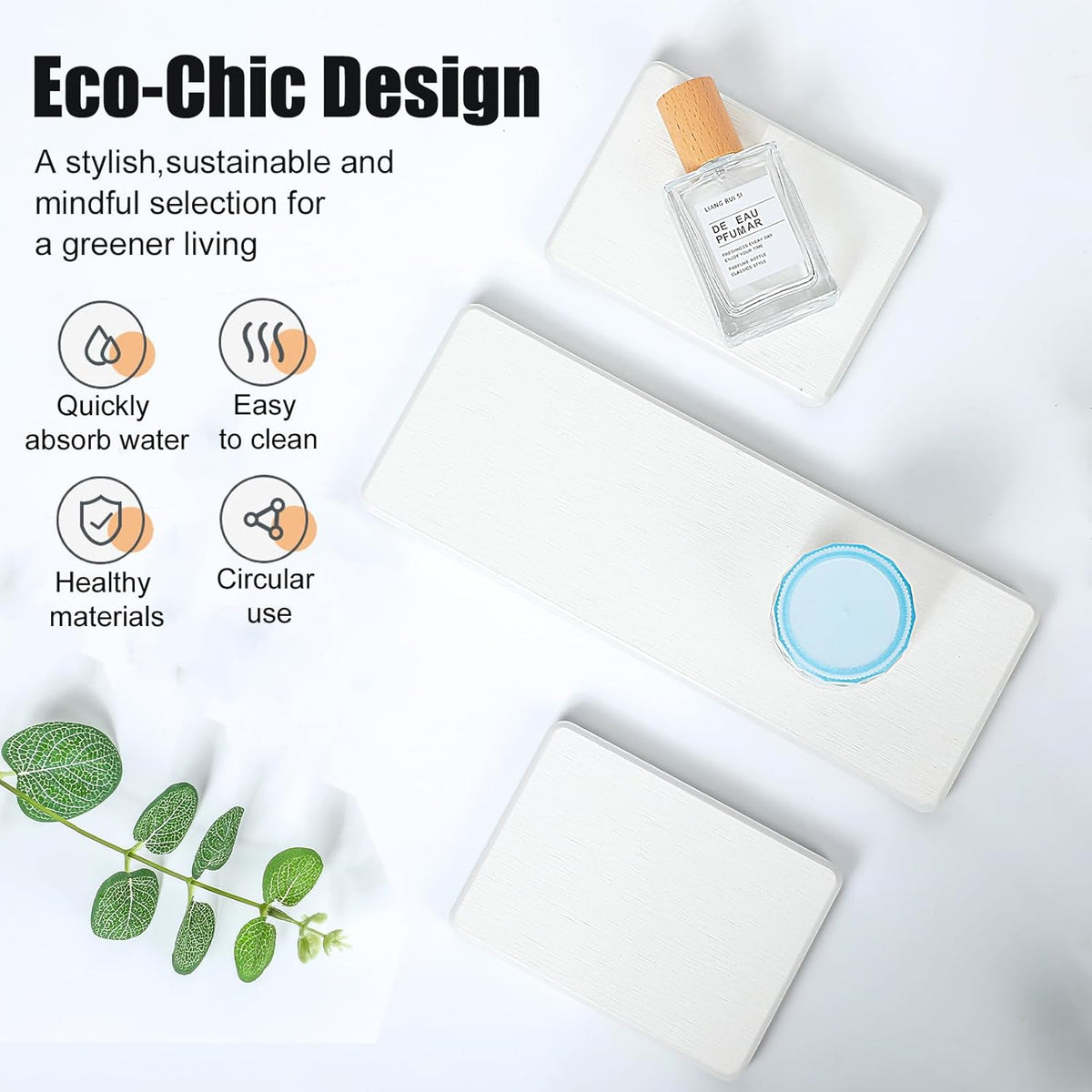3PCS Stone Drying Tray, Water Absorbing Stone Tray for Sink, Stones Soap Trays, Fast Dry Diatomite