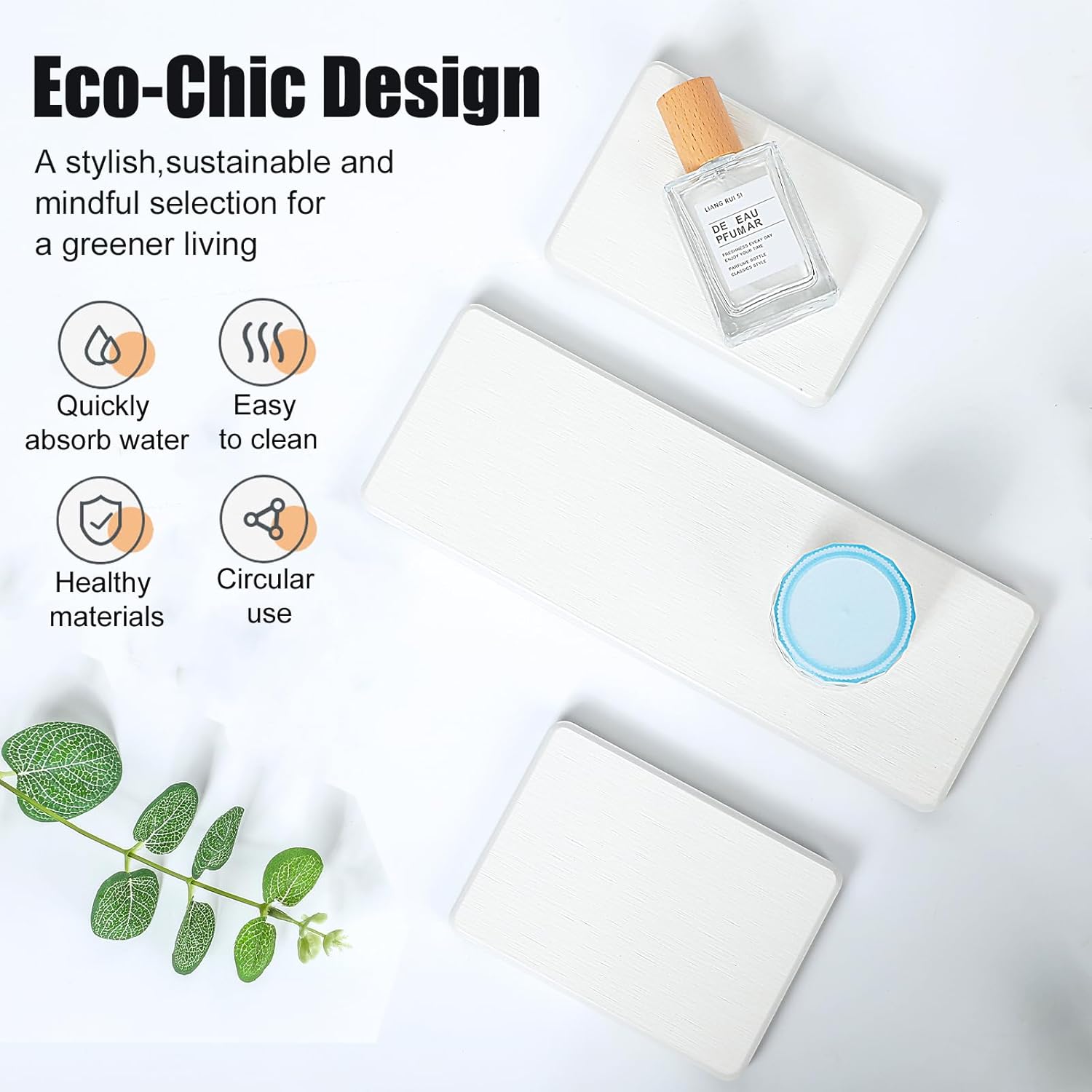 3PCS Stone Drying Tray, Water Absorbing Stone Tray for Sink, Stones Soap Trays, Fast Dry Diatomite