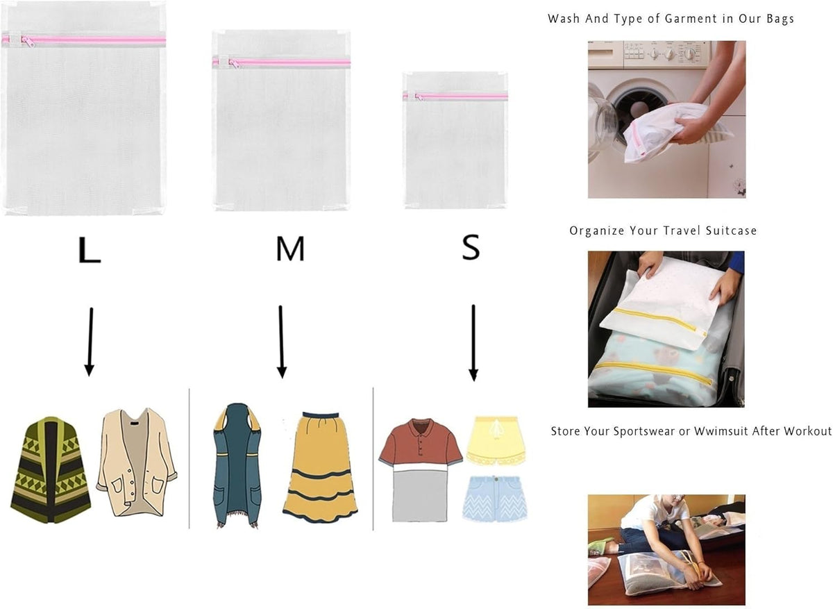 Pack of 5 Mesh Laundry Washing Bags-5 Large for Laundry,Blouse, Hosiery, Stocking, Underwear, Bra