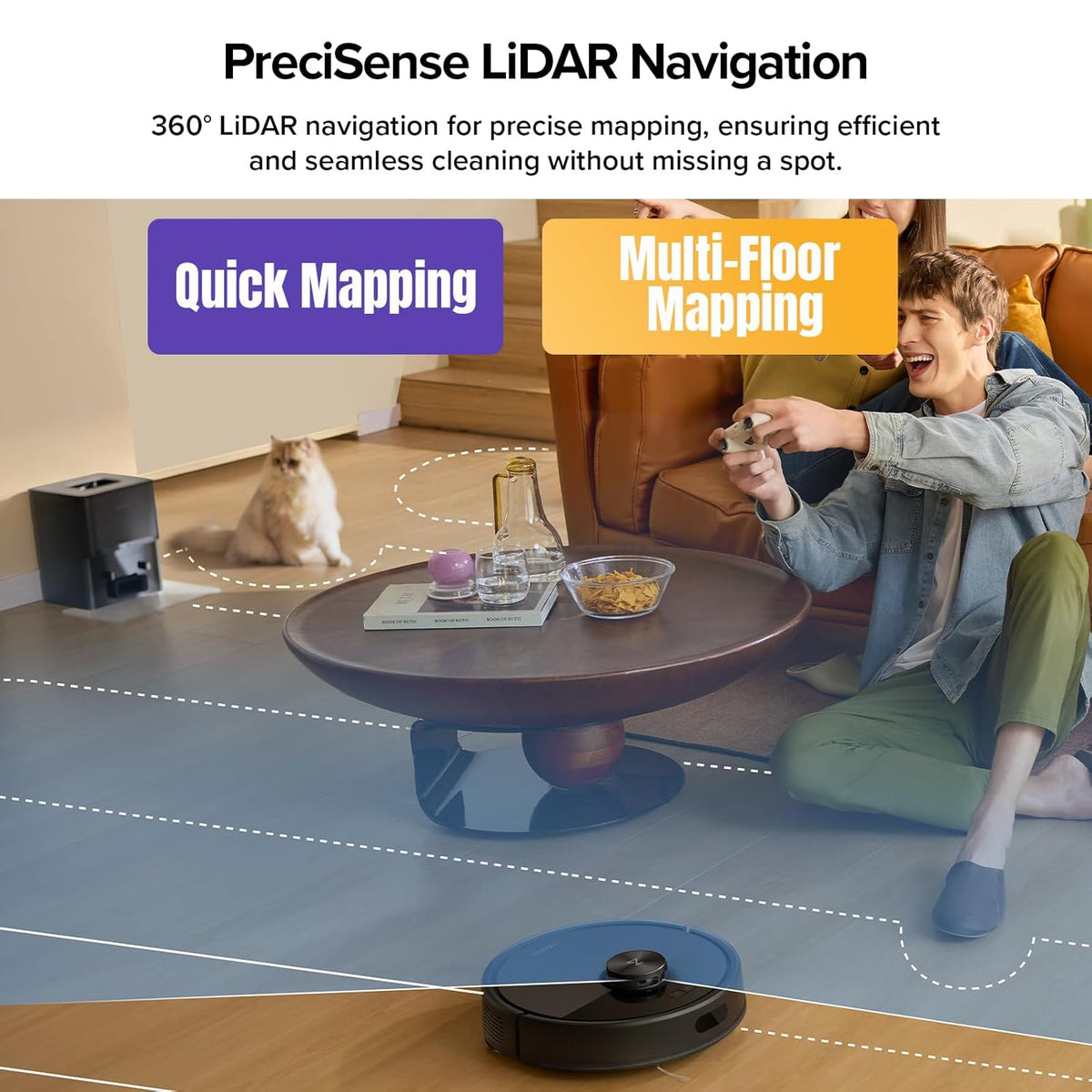 roborock Q7 M5+ Robot Vacuum and Mop, Upgraded from Q5 Max+, 7 Weeks Self-Emptying, 10000Pa