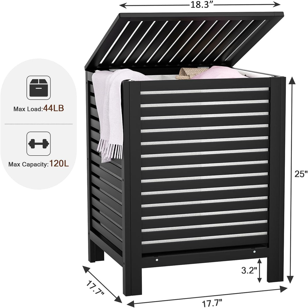 Homykic Bamboo Laundry Hamper with Lid, 120L Large Clothes Laundry Sorter with Removable 2-Section
