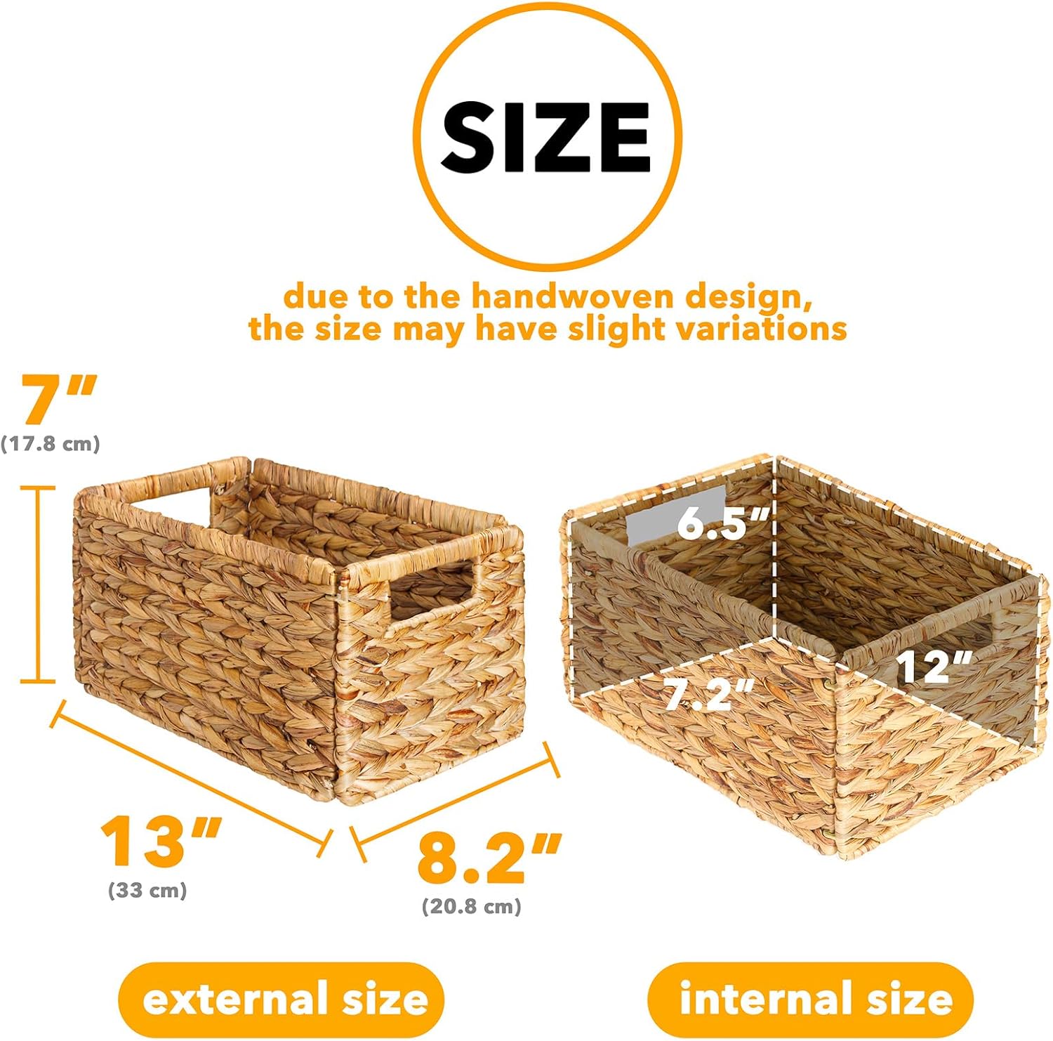SpaceAid 4 Pack Wicker Basket, Storage Baskets for Organizing, Woven Rattan Basket with Handles for
