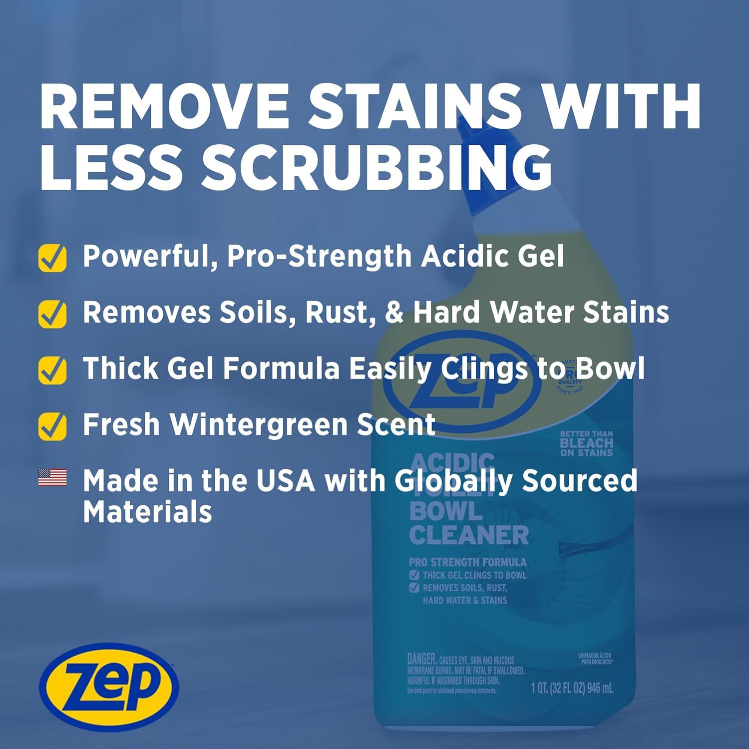 Zep Acidic Toilet Bowl Cleaner - 32 oz (Case of 4) - ZUATBC324 - Experience the Ultimate Cleaning