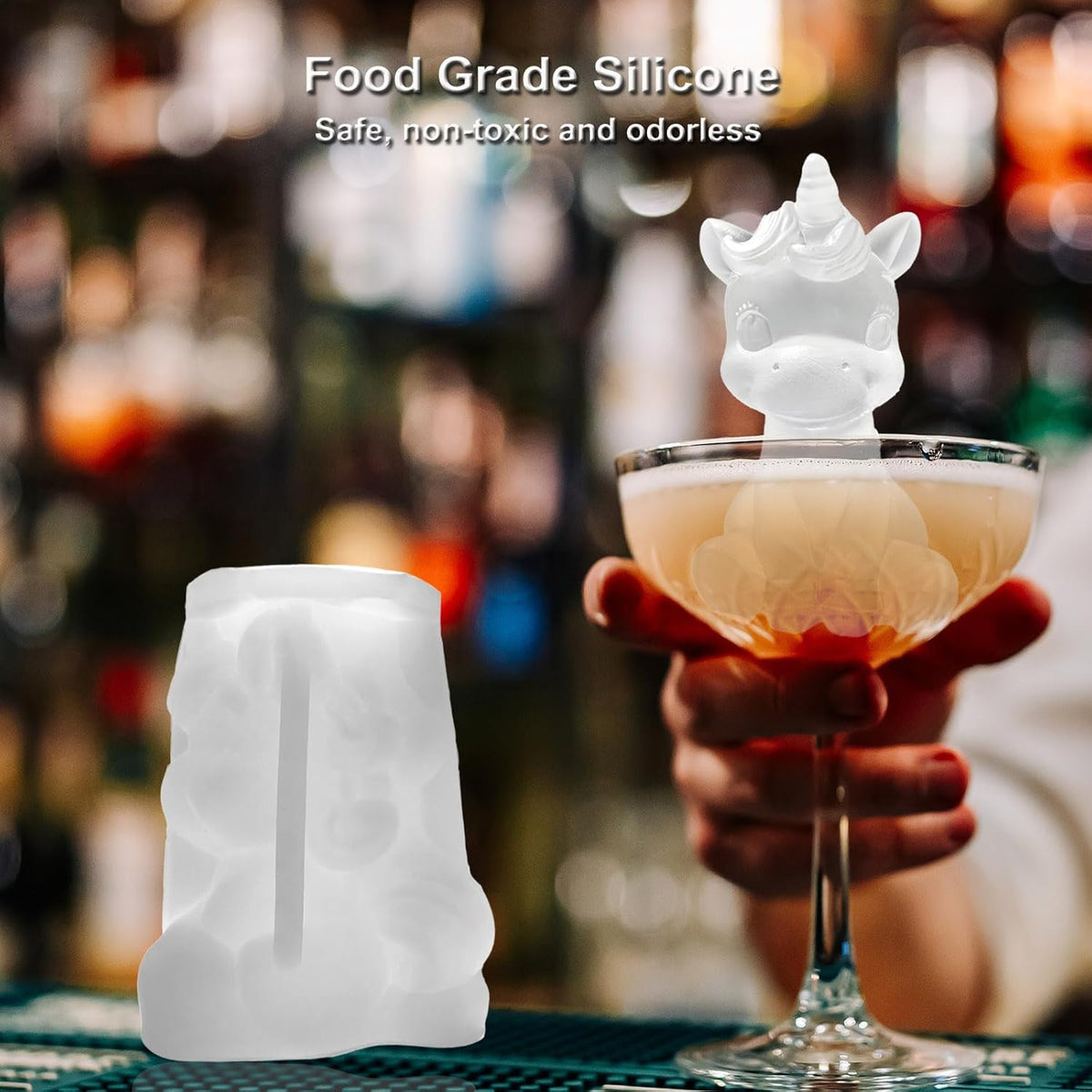 3D Unicorn Ice Cube Silicone Molds Tray for Whiskey, Cocktail, Drink Decor, Bar; Rich Details. Cute