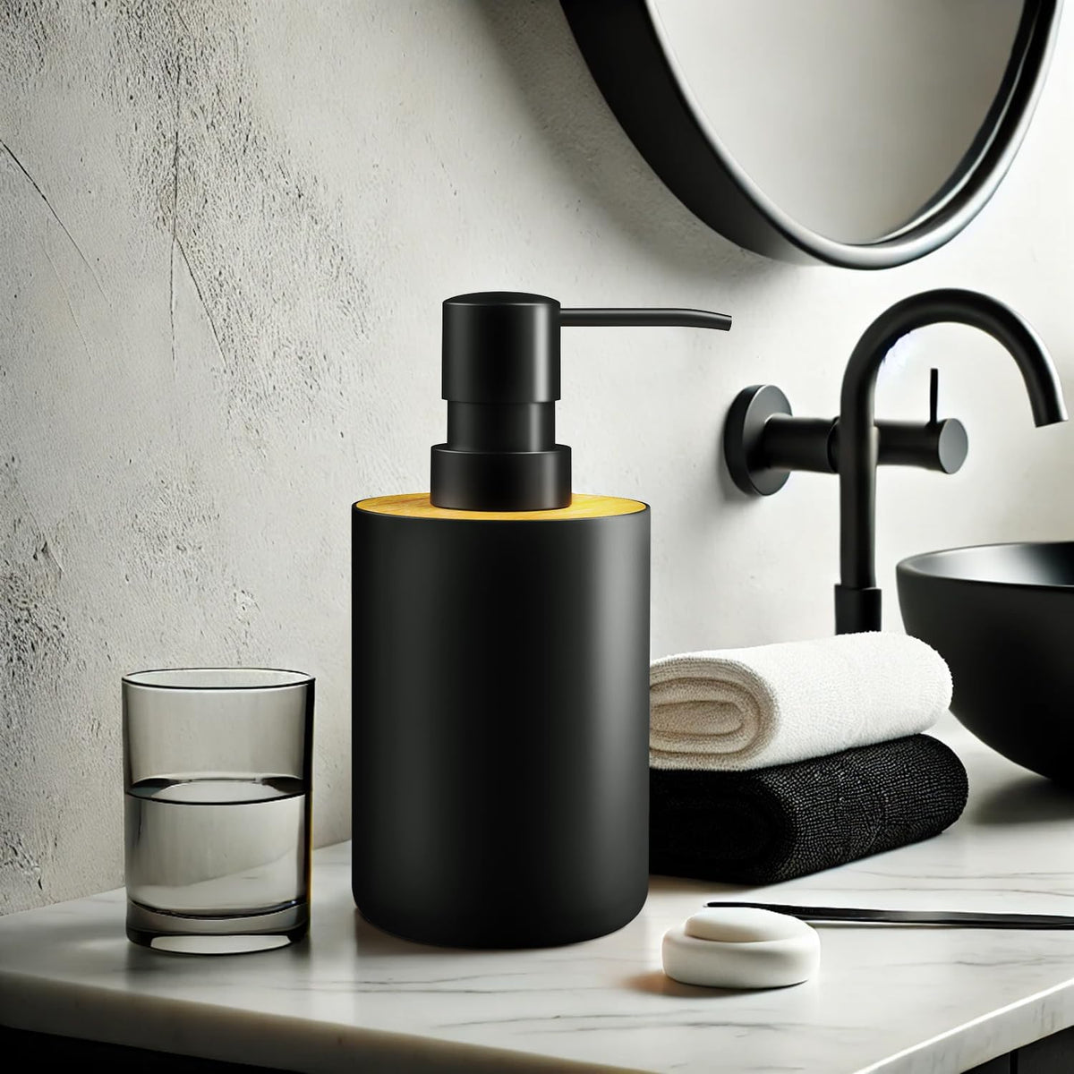 Soap Dispenser for Bathroom and Kitchen, 12oz Modern Minimalist Style Plastic matte white Empty