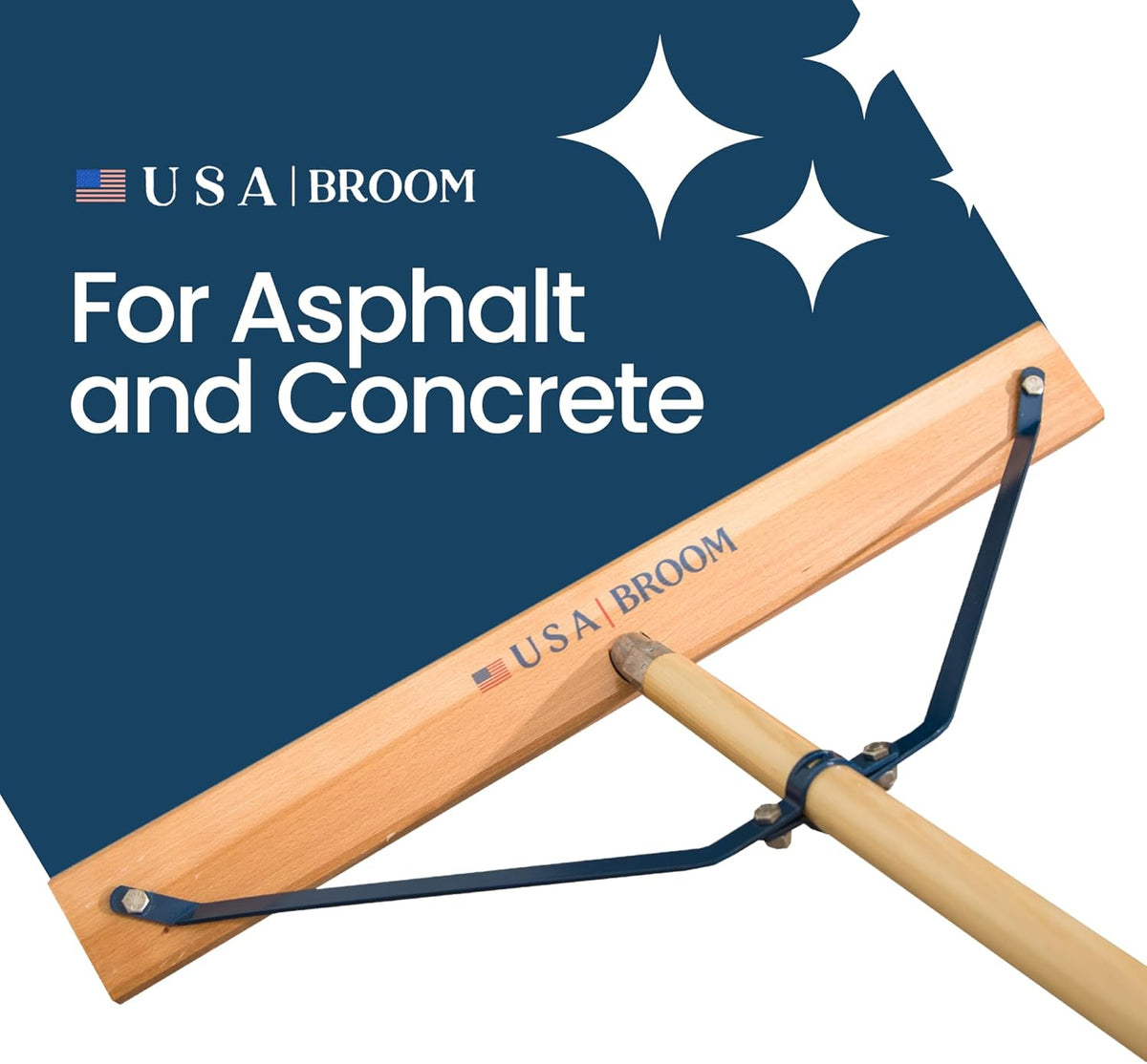 36" Heavy Duty Outdoor Push Broom with 60" Handle. Ideal for Ashpalt, Concrete & Heavy Debris.