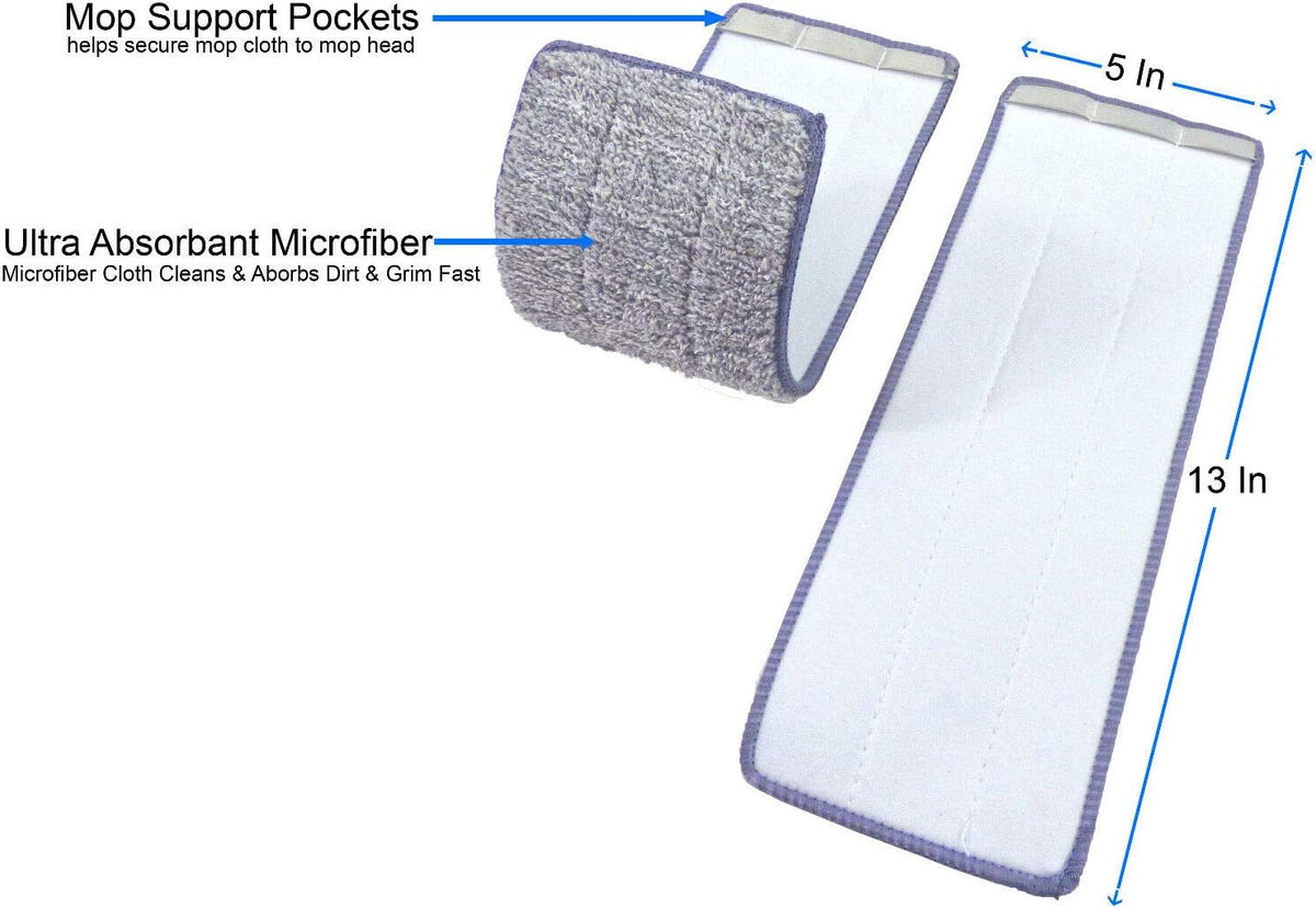 Bulletproof Microfiber Mop Replacement Heads - Washable Pads for Floor Cleaning Compatible with