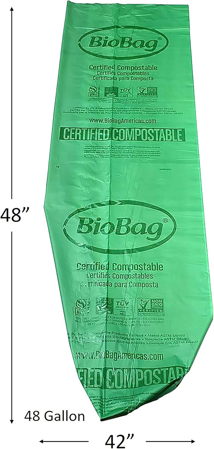 BioBag (USA) The Original Compostable Bag, 48 Gallon, 80 Count, 100% Certified Compostable Trash