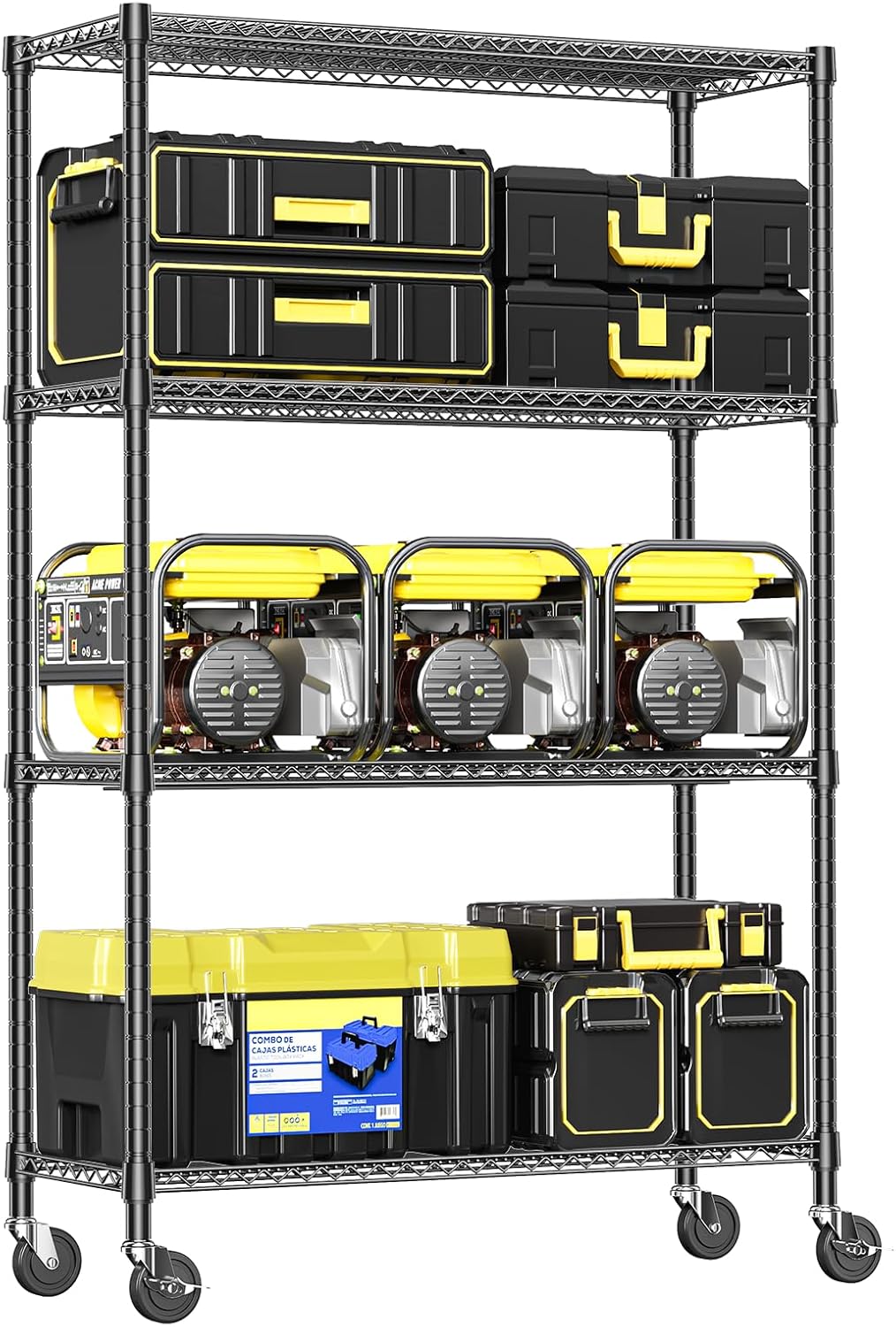 IZEUK Heavy Duty Garage Shelving, 4 Tier Wide Metal Storage Shelf Rack, Adjustable Utility