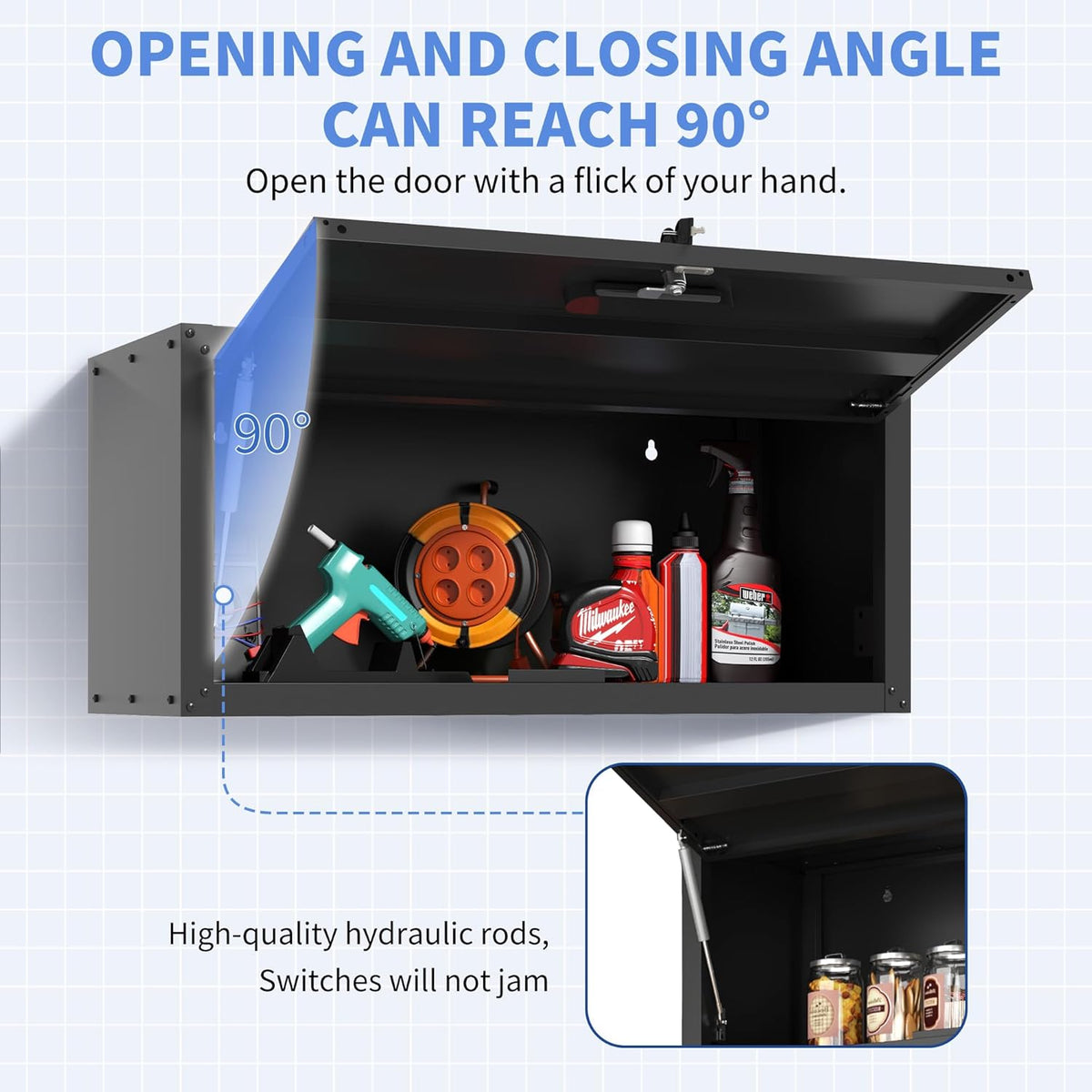Garage Wall Cabinet with Flip-Up Door, Lockable Metal Storage Cabinet Wall Mounted, Hanging Tool
