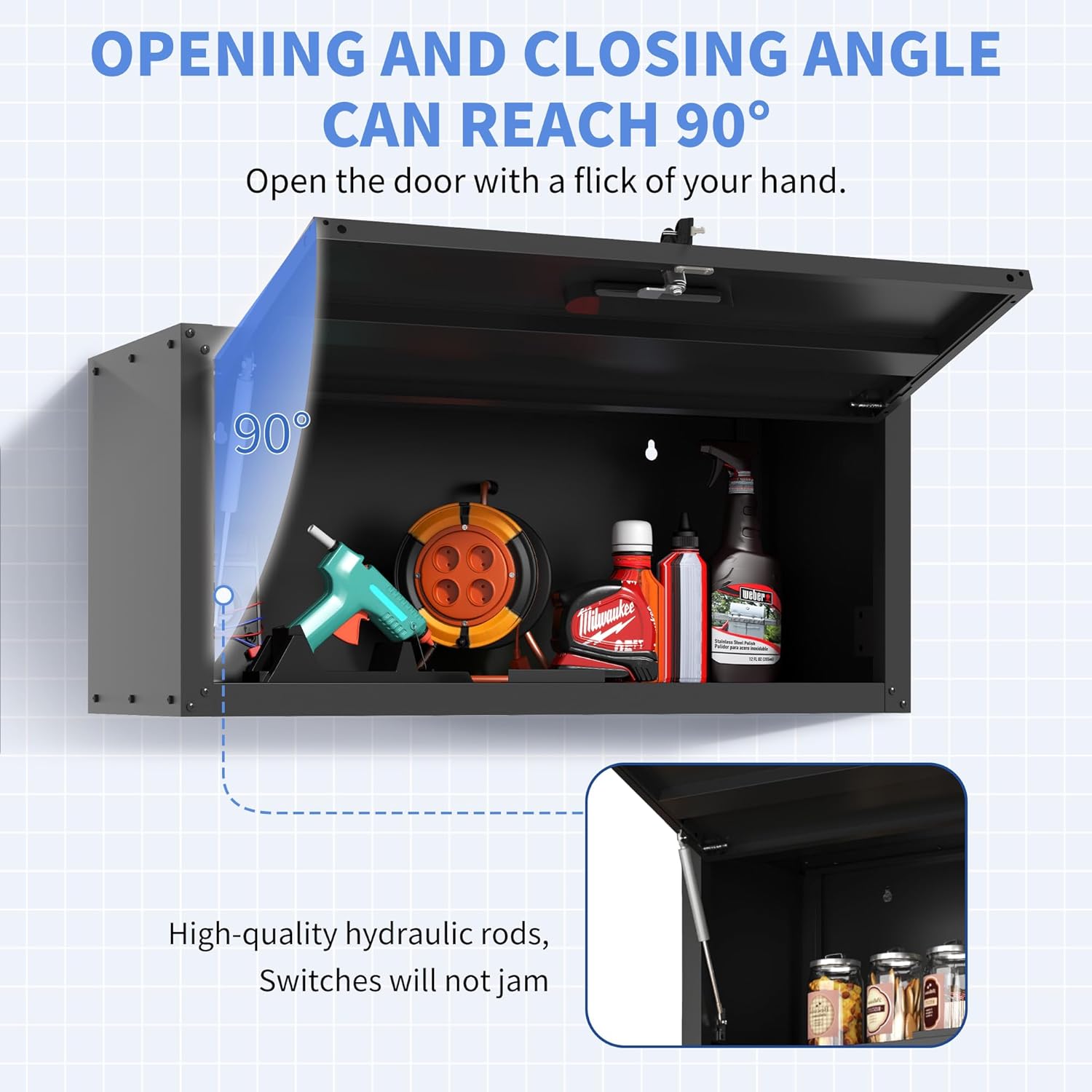 Garage Wall Cabinet with Flip-Up Door, Lockable Metal Storage Cabinet Wall Mounted, Hanging Tool