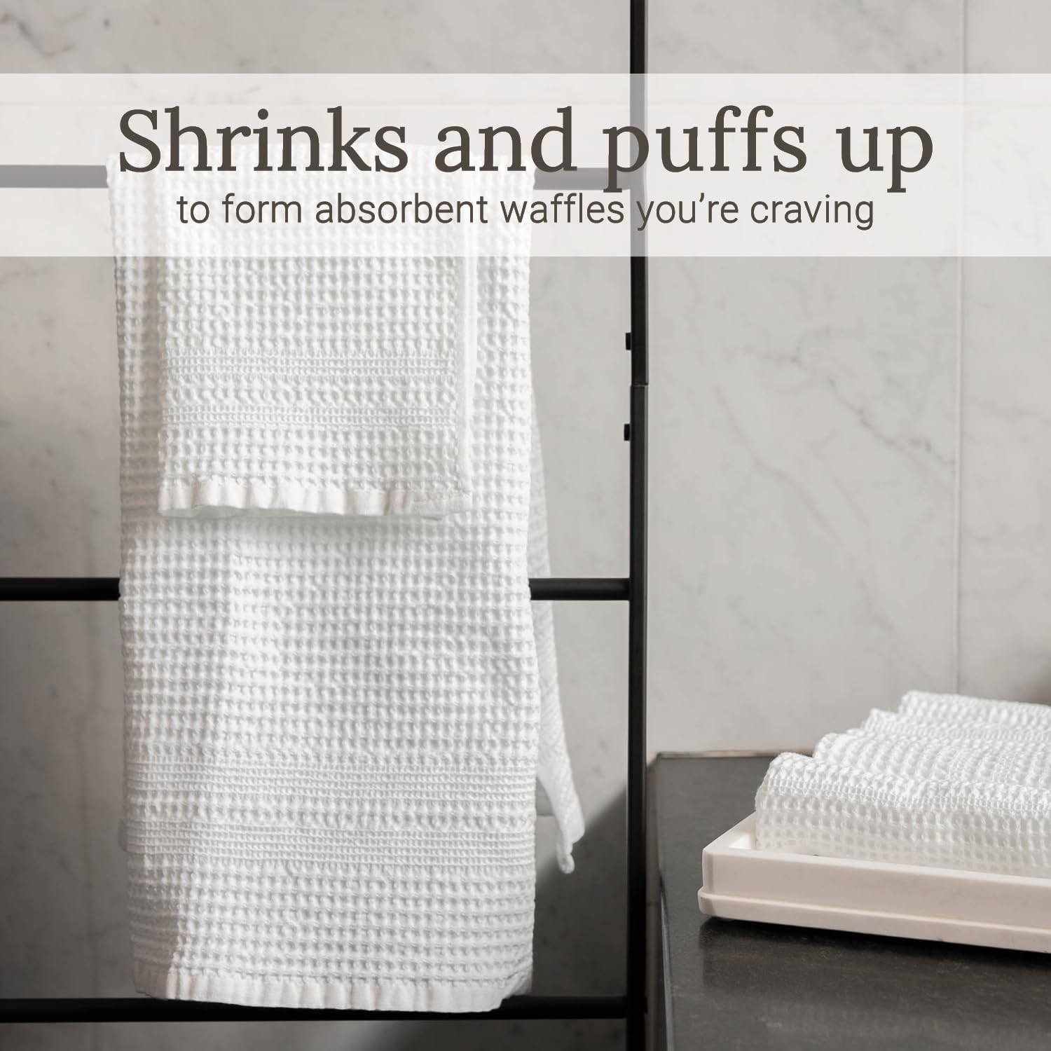 GILDEN TREE Waffle Hand Towels for Bathroom Quick Dry Towel Super Absorbent Thin 100% Cotton Hand
