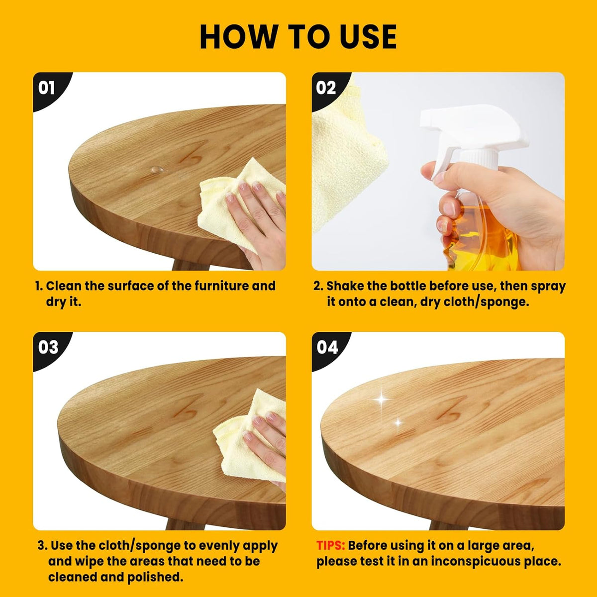 PIPIHUA Wood Oil Polish Spray, Shines & Protects, Wood Cleaner and Furniture Polish for Cabinets