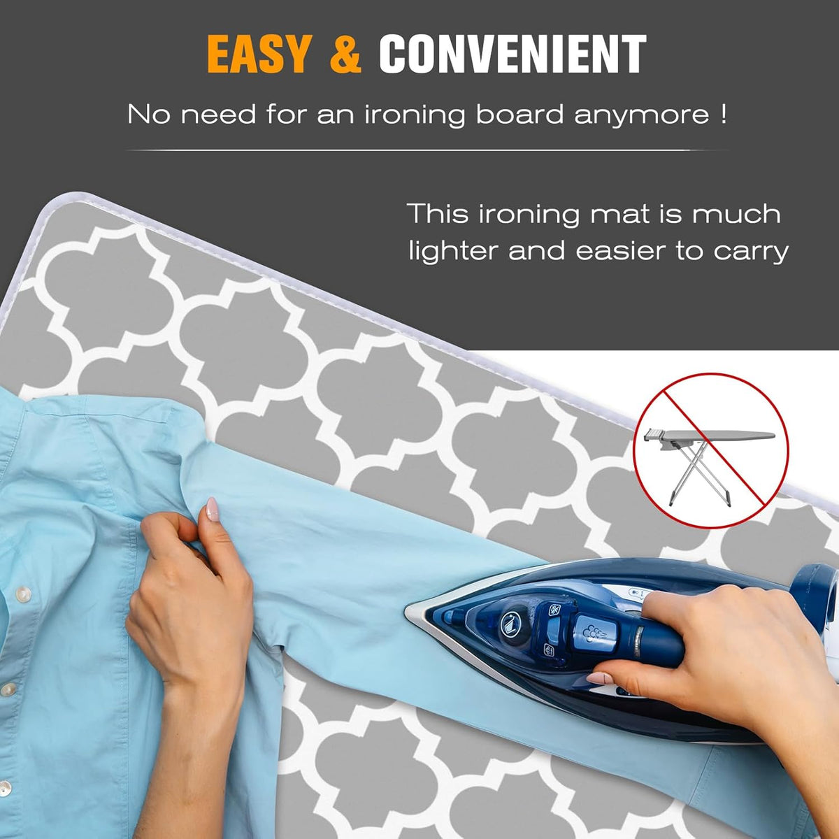 Ironing Mat, Portable Ironing Pad, 28 x 24 inch Ironing Mat for Table Top of Washer, Dryer, Table