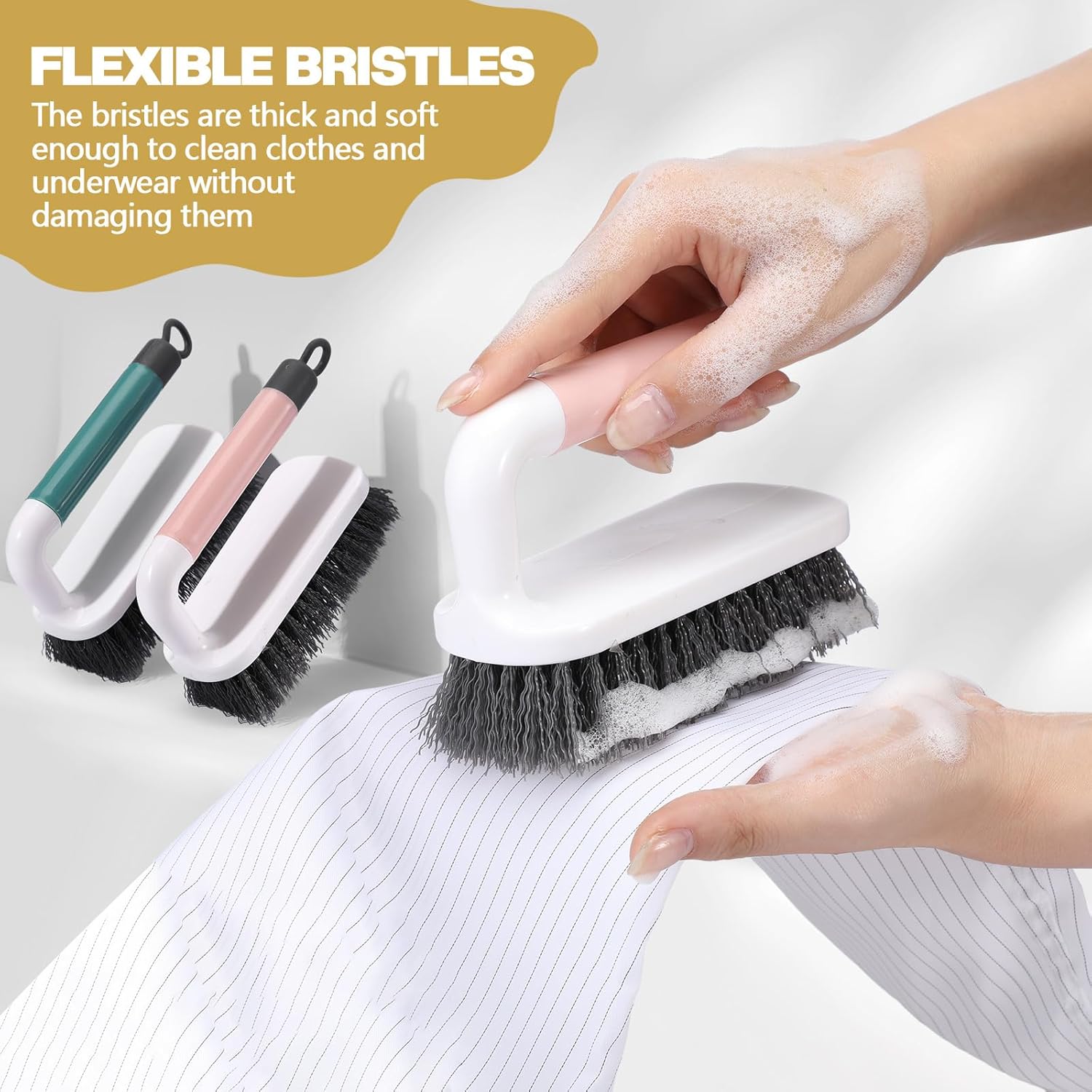 16 Pack Scrub Brush Heavy Duty Cleaning Brushes with Handle Stiff Bristles Scrub Brush Bulk for