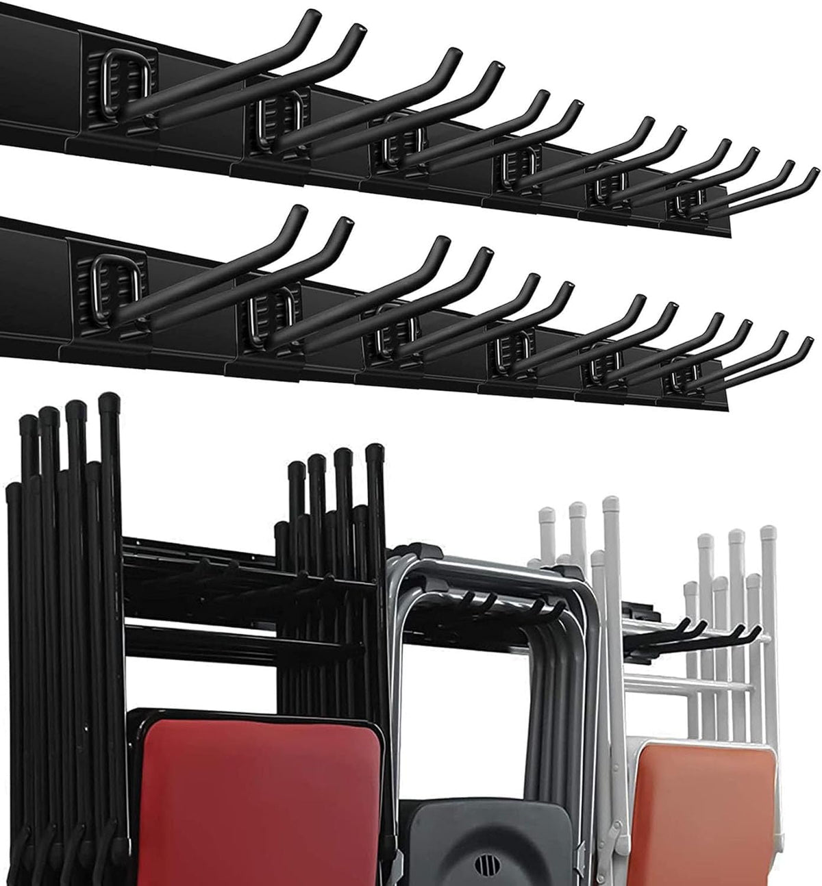 Wallmaster Garage Storage Organization Wall Mount, Garden Tool Rack Organizer Heavy Duty Folding