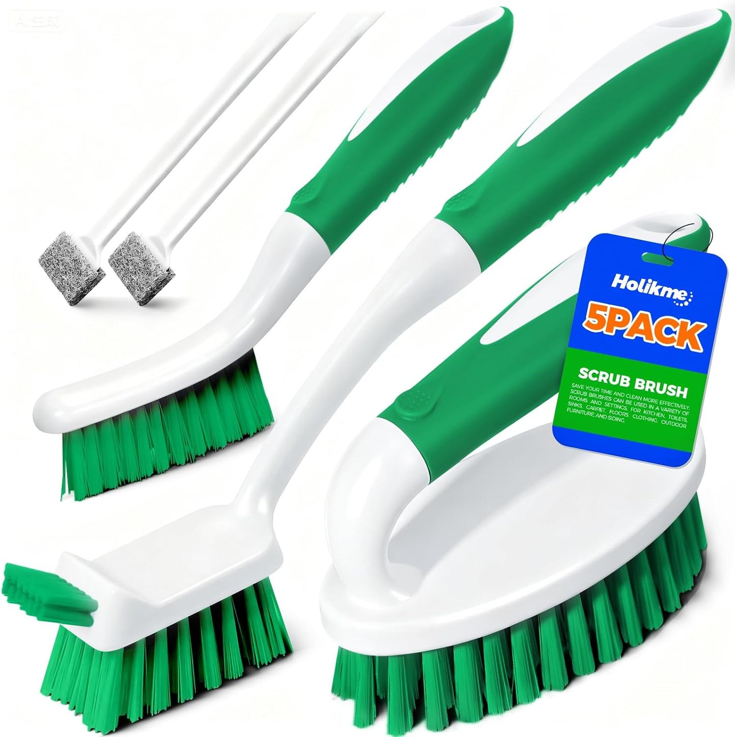 Holikme Cleaning Brush Set for Household Use, Scrub Brush, Kitchen Brush, Tile Lines Brush for
