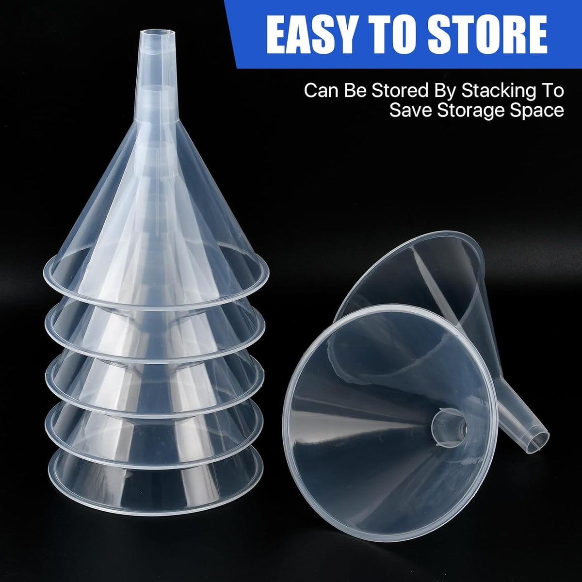 20PCS Plastic Funnels, 4.7'' Clear Plastic Funnels, Wide Mouth Funnel for Filling Bottles, Large