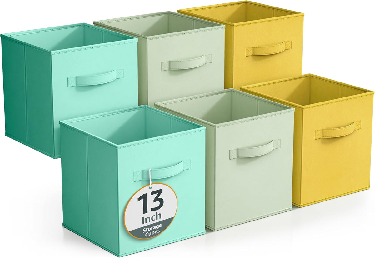 Sorbus Fabric Storage Cubes - 6 Foldable Storage Bins for Organizing Pantry, Cubbies, Toy Box